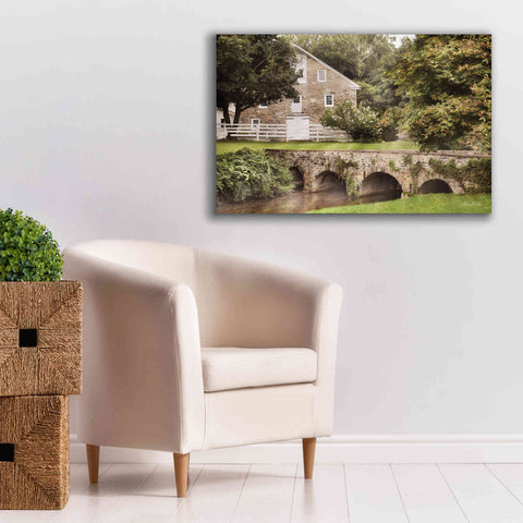 Image of 'Old Stone Barn and Bridge' by Lori Deiter, Canvas Wall Art,40 x 26