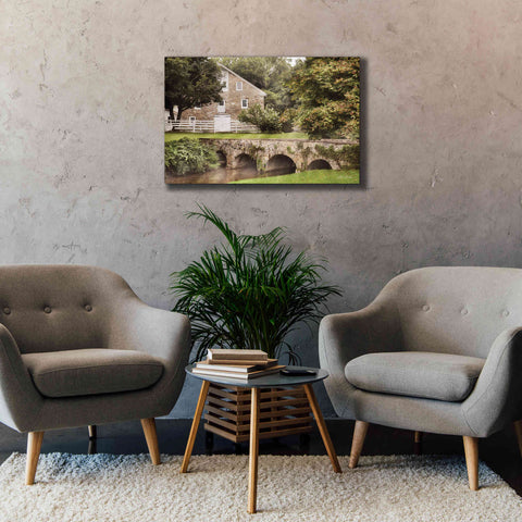 Image of 'Old Stone Barn and Bridge' by Lori Deiter, Canvas Wall Art,40 x 26