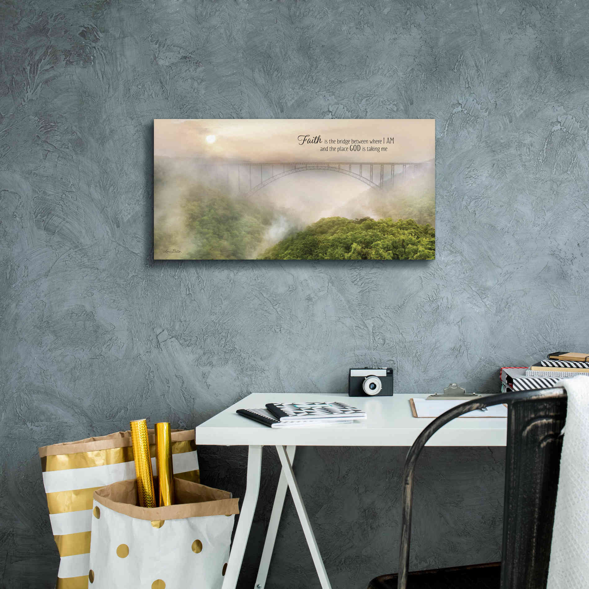 'Faith is the Bridge' by Lori Deiter, Canvas Wall Art,24 x 12