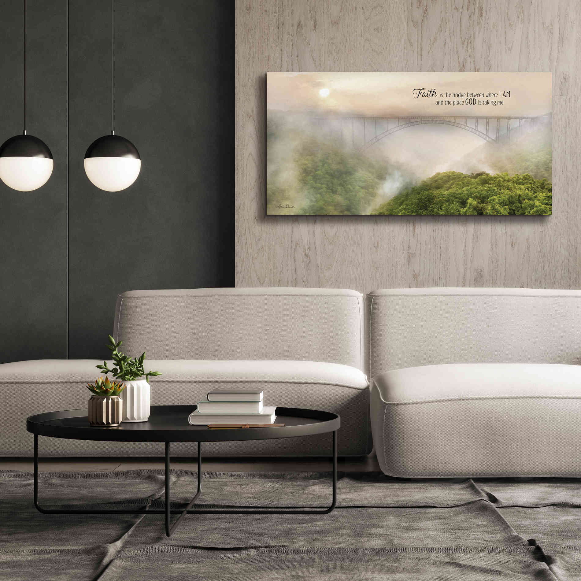 'Faith is the Bridge' by Lori Deiter, Canvas Wall Art,60 x 30