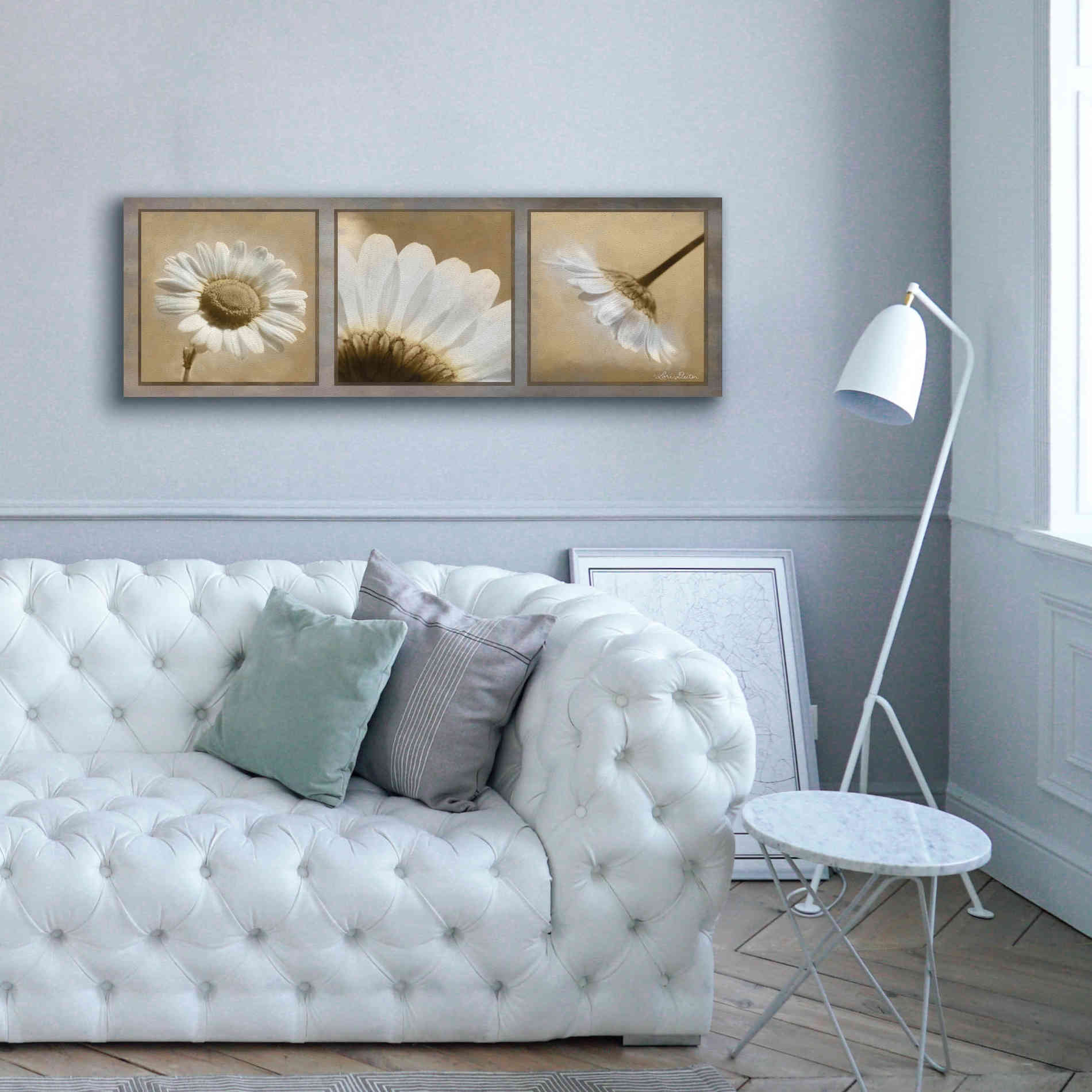 'Daisy Trio' by Lori Deiter, Canvas Wall Art,60 x 20