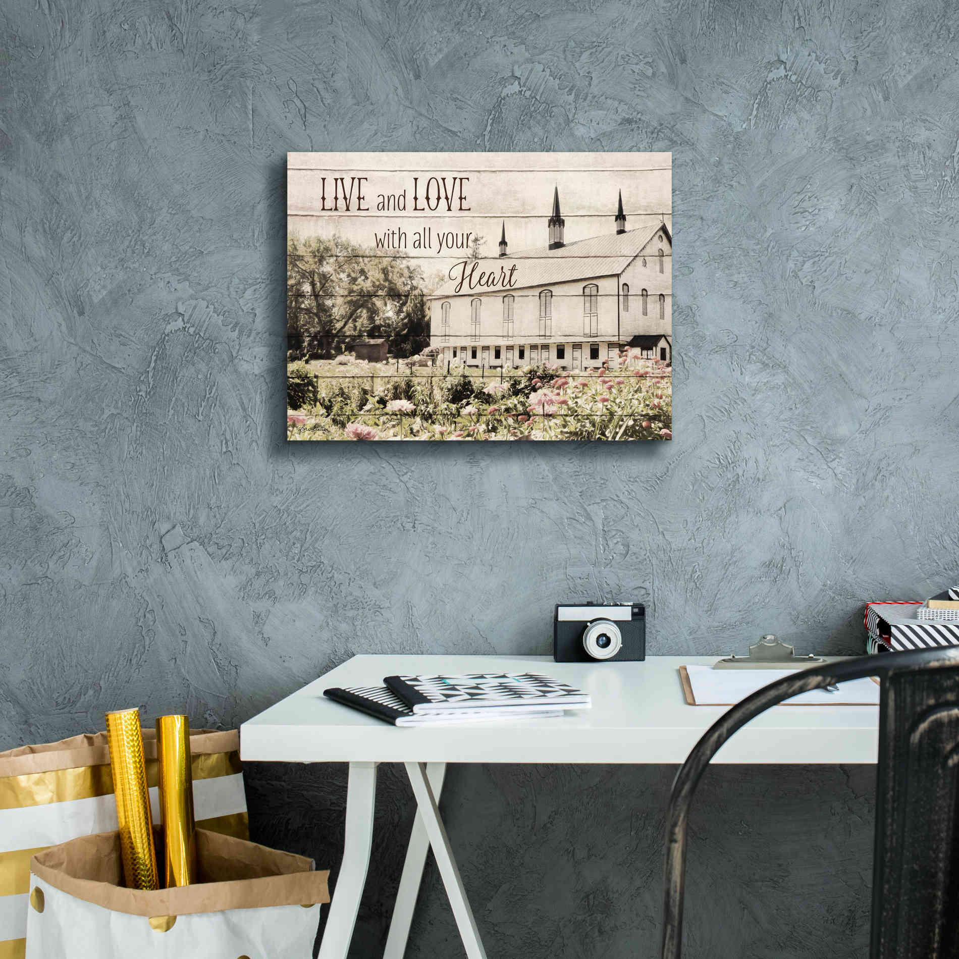 'Live and Love Barn' by Lori Deiter, Canvas Wall Art,16 x 12