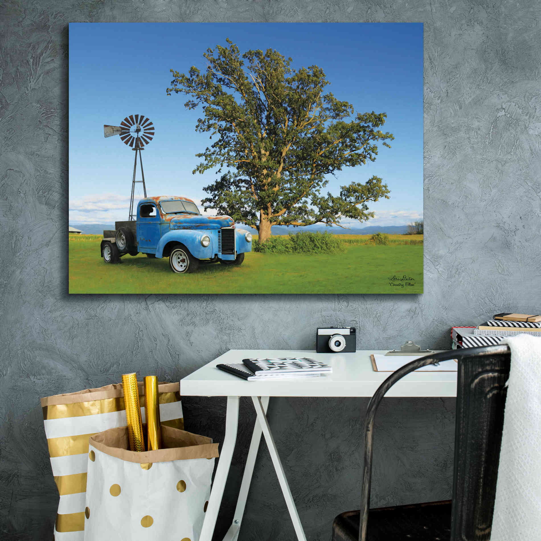 'Country Blue' by Lori Deiter, Canvas Wall Art,34 x 26