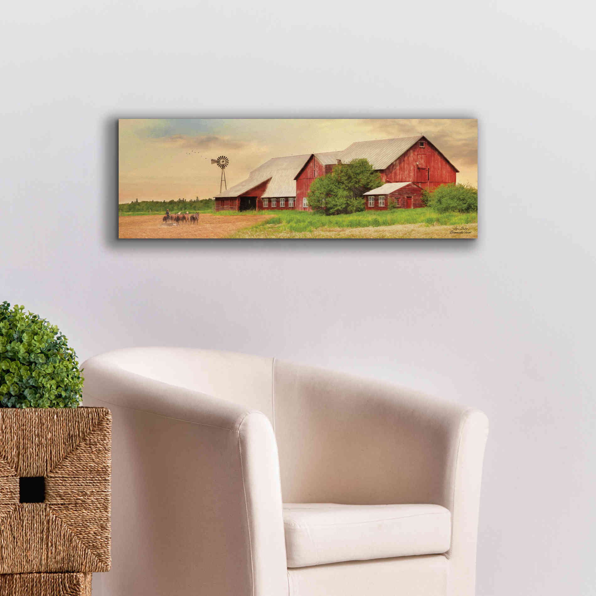 'Brownsville Farm' by Lori Deiter, Canvas Wall Art,36 x 12