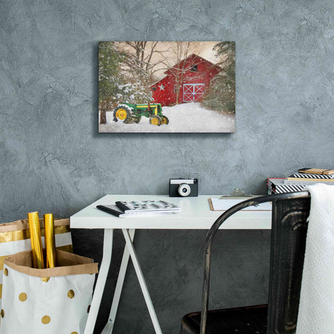 Image of 'Winter at the Barn' by Lori Deiter, Canvas Wall Art,18 x 12