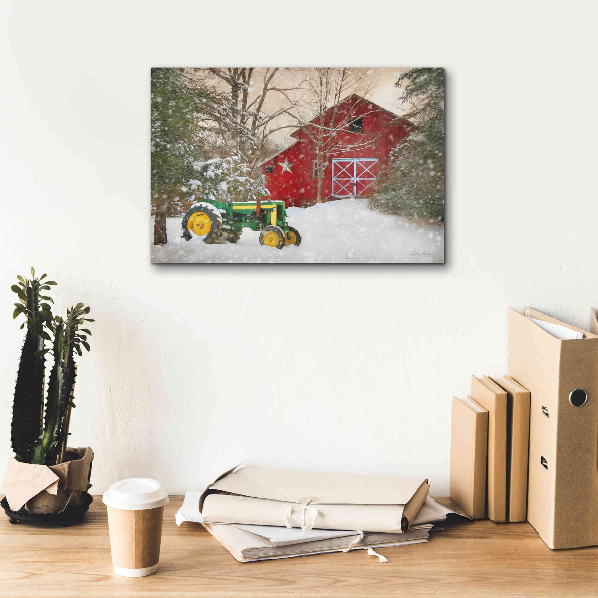 'Winter at the Barn' by Lori Deiter, Canvas Wall Art,18 x 12
