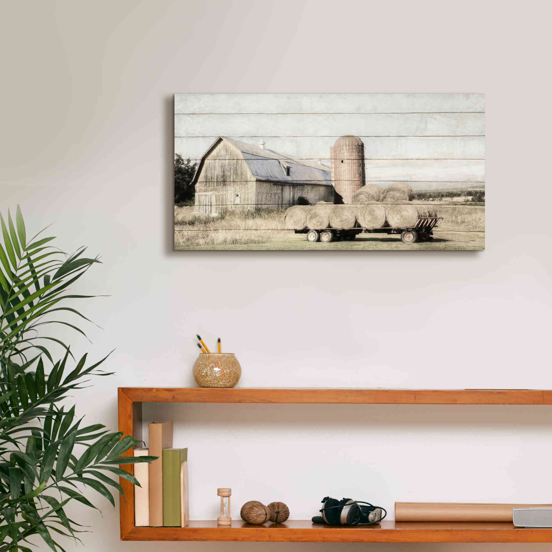 'Wagon of Hay' by Lori Deiter, Canvas Wall Art,24 x 12