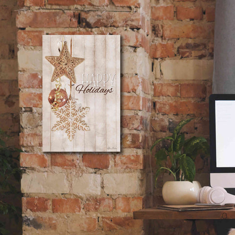 Image of 'Gold Sparkle Happy Holidays' by Lori Deiter, Canvas Wall Art,12 x 18