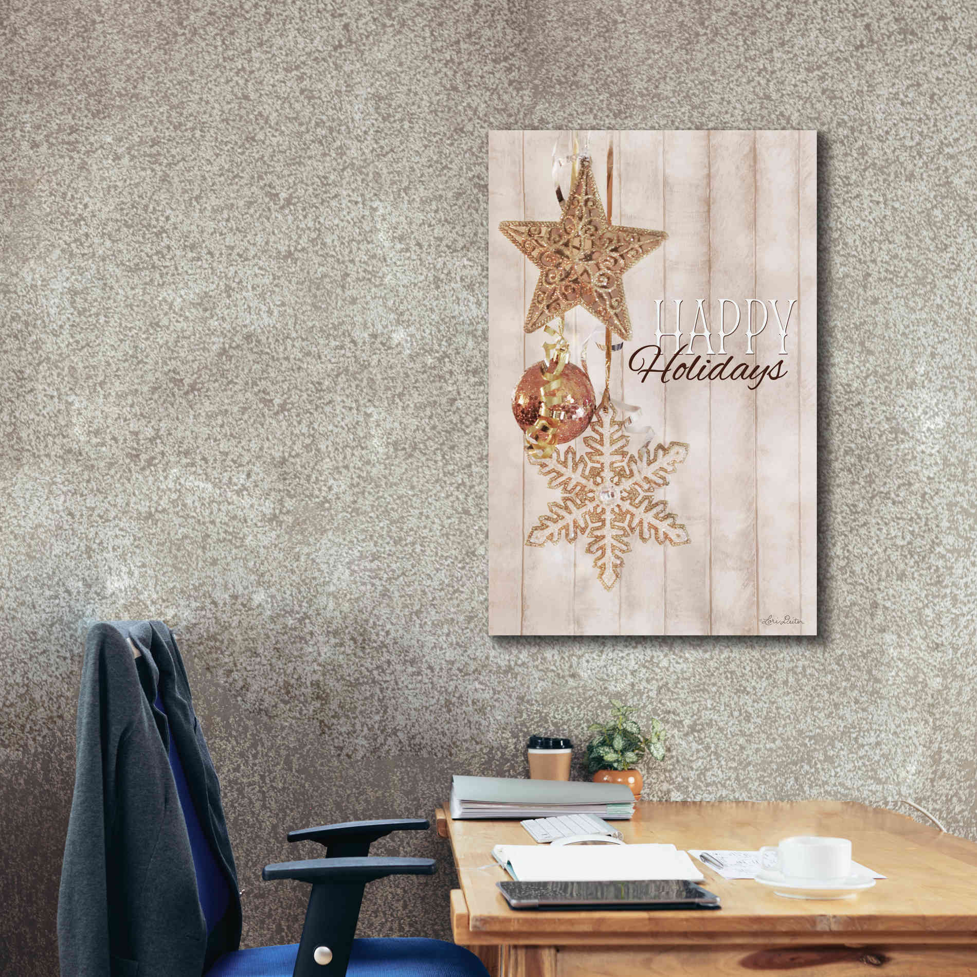 'Gold Sparkle Happy Holidays' by Lori Deiter, Canvas Wall Art,26 x 40