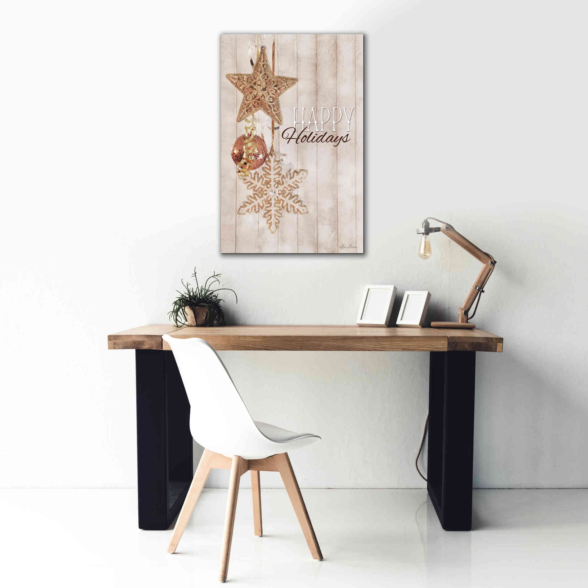 'Gold Sparkle Happy Holidays' by Lori Deiter, Canvas Wall Art,26 x 40