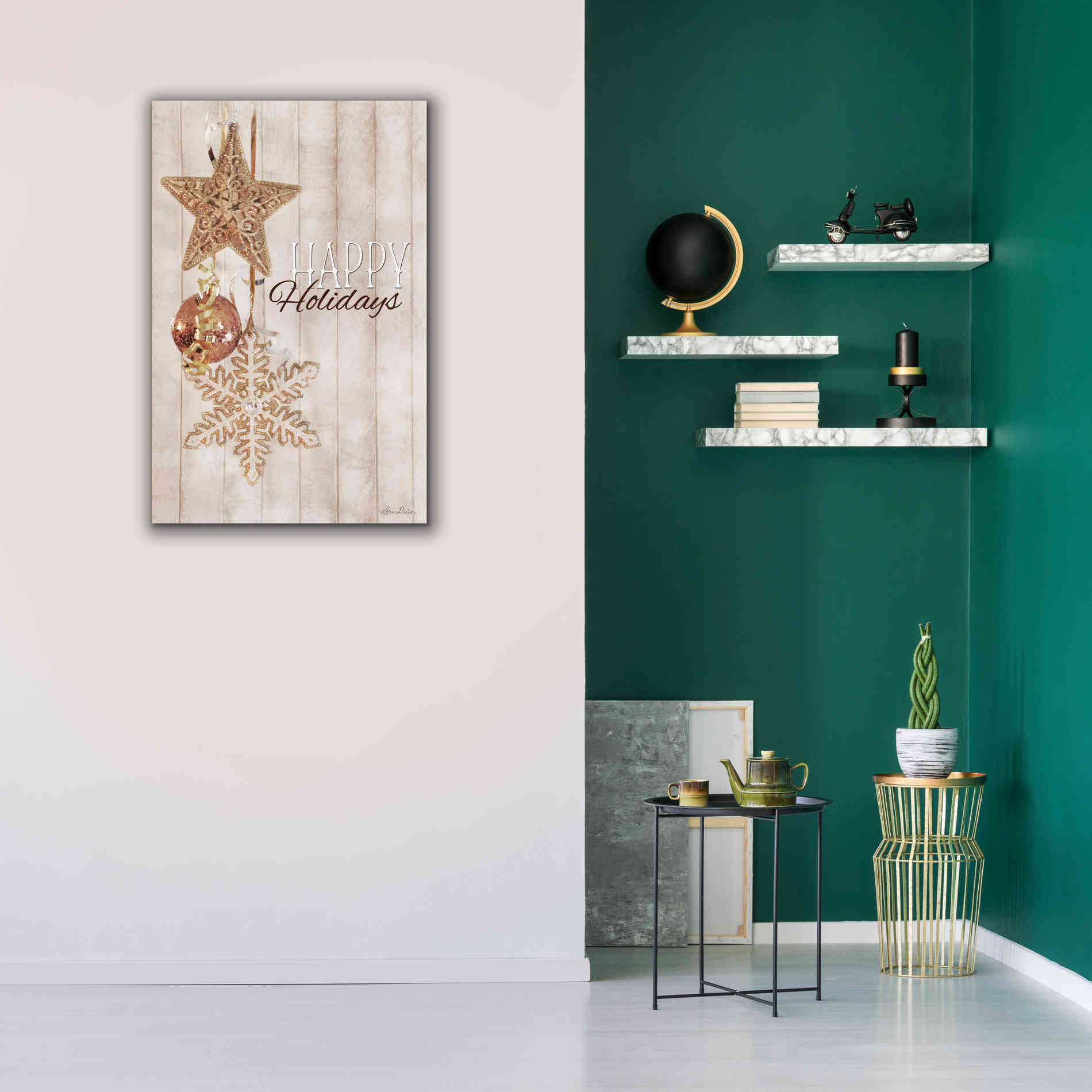 'Gold Sparkle Happy Holidays' by Lori Deiter, Canvas Wall Art,26 x 40