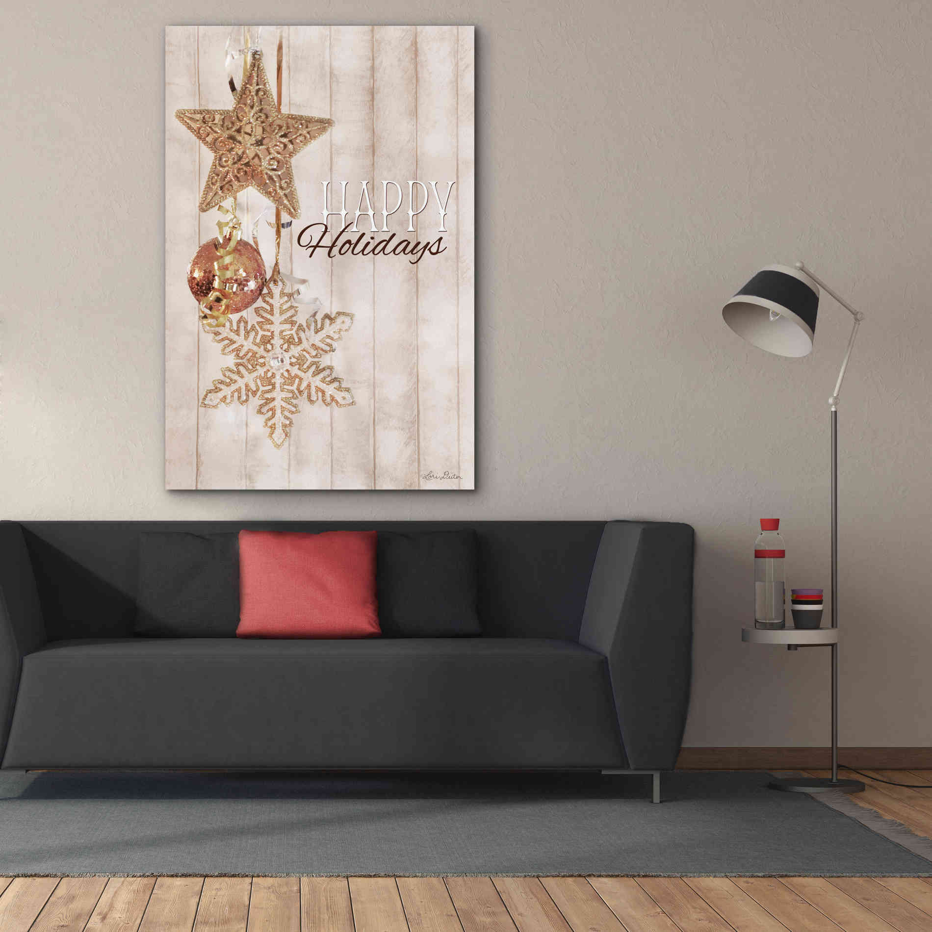 'Gold Sparkle Happy Holidays' by Lori Deiter, Canvas Wall Art,40 x 60