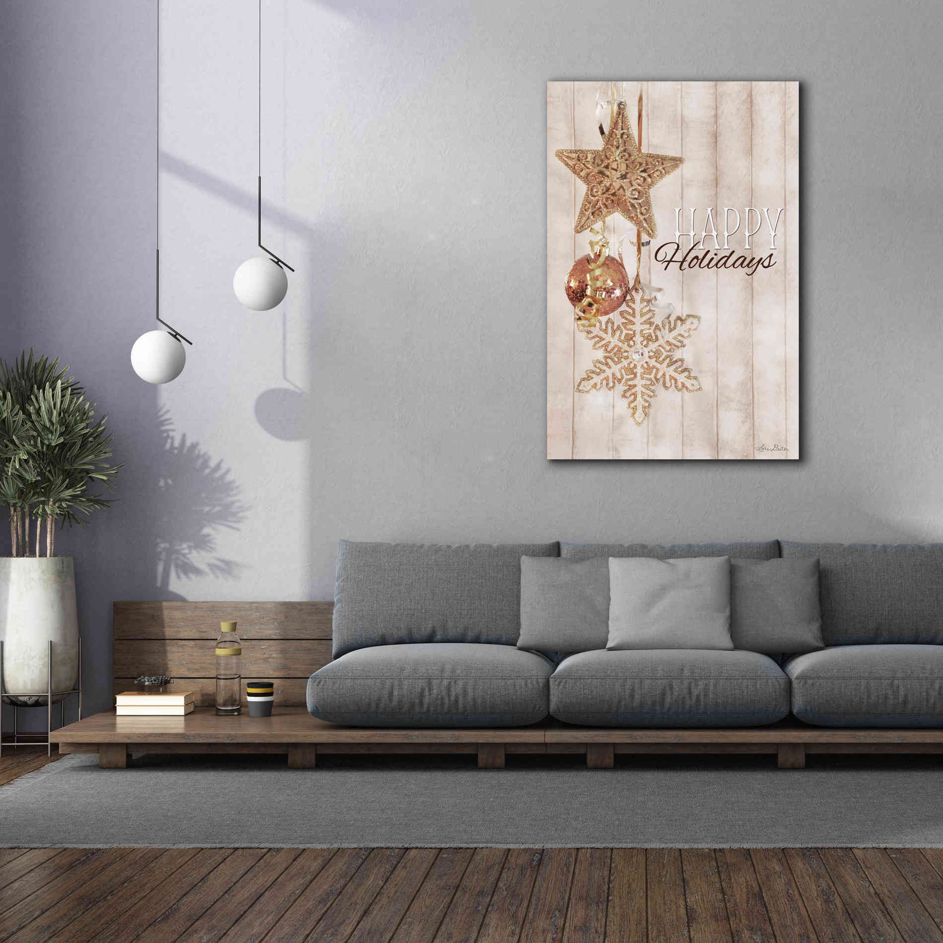 'Gold Sparkle Happy Holidays' by Lori Deiter, Canvas Wall Art,40 x 60