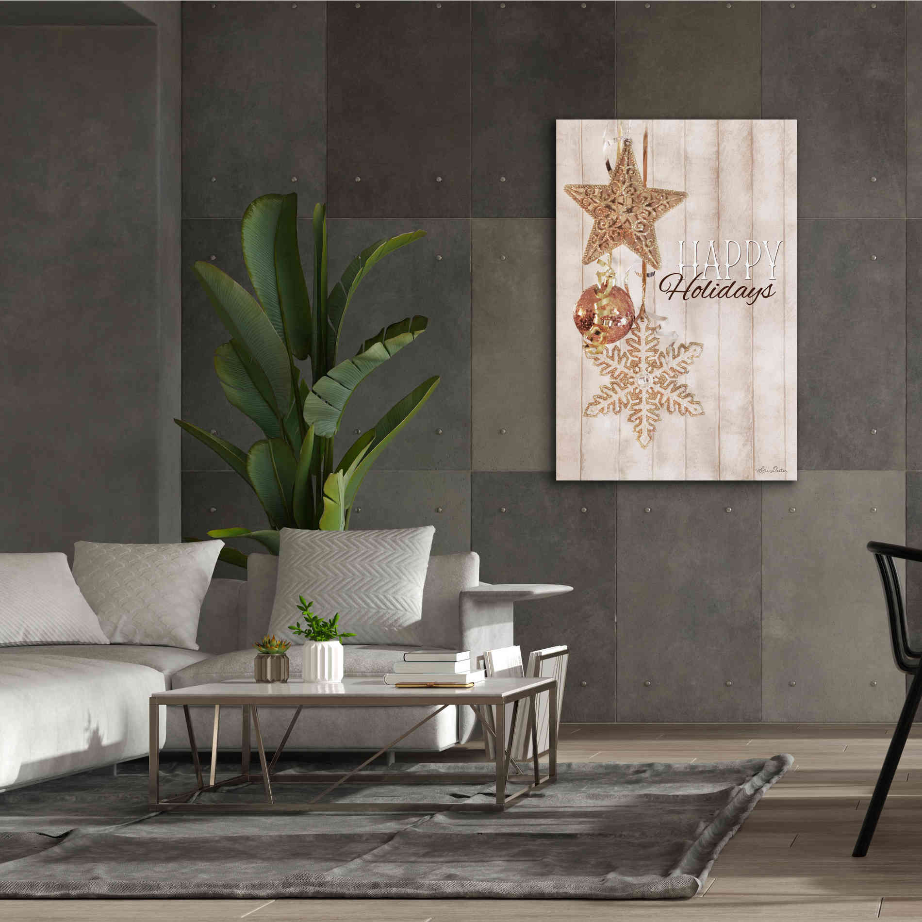 'Gold Sparkle Happy Holidays' by Lori Deiter, Canvas Wall Art,40 x 60