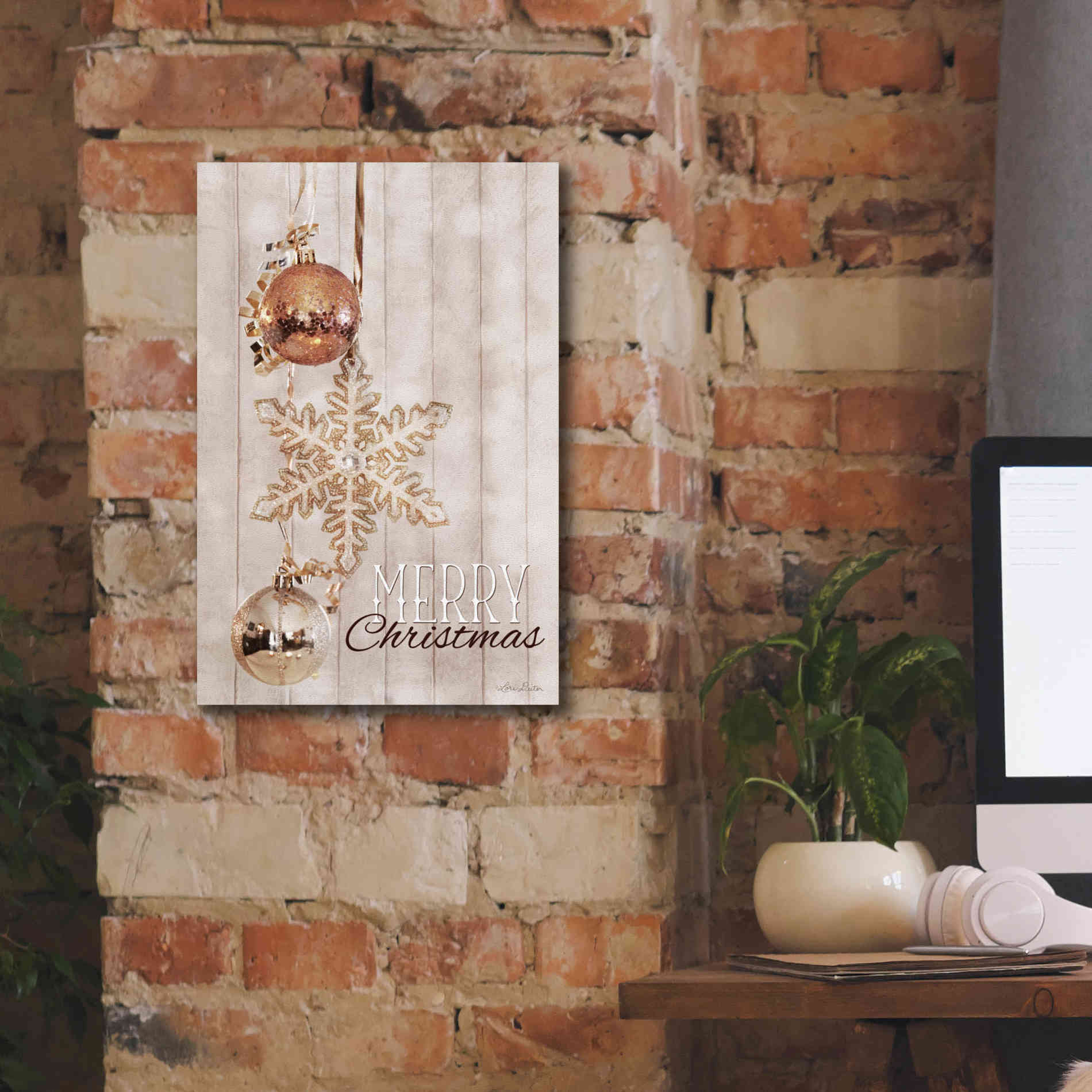 'Gold Sparkle Merry Christmas' by Lori Deiter, Canvas Wall Art,12 x 18