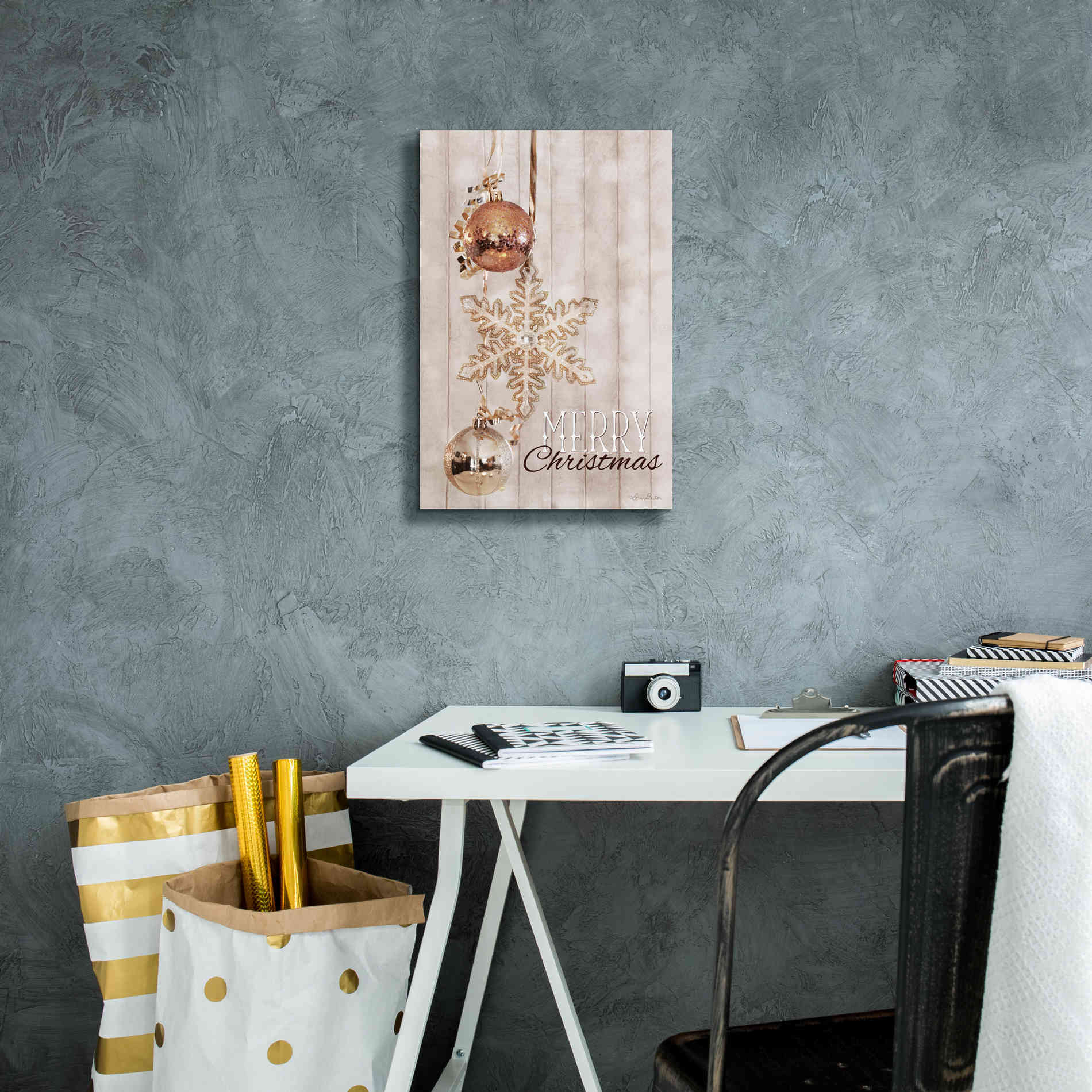 'Gold Sparkle Merry Christmas' by Lori Deiter, Canvas Wall Art,12 x 18