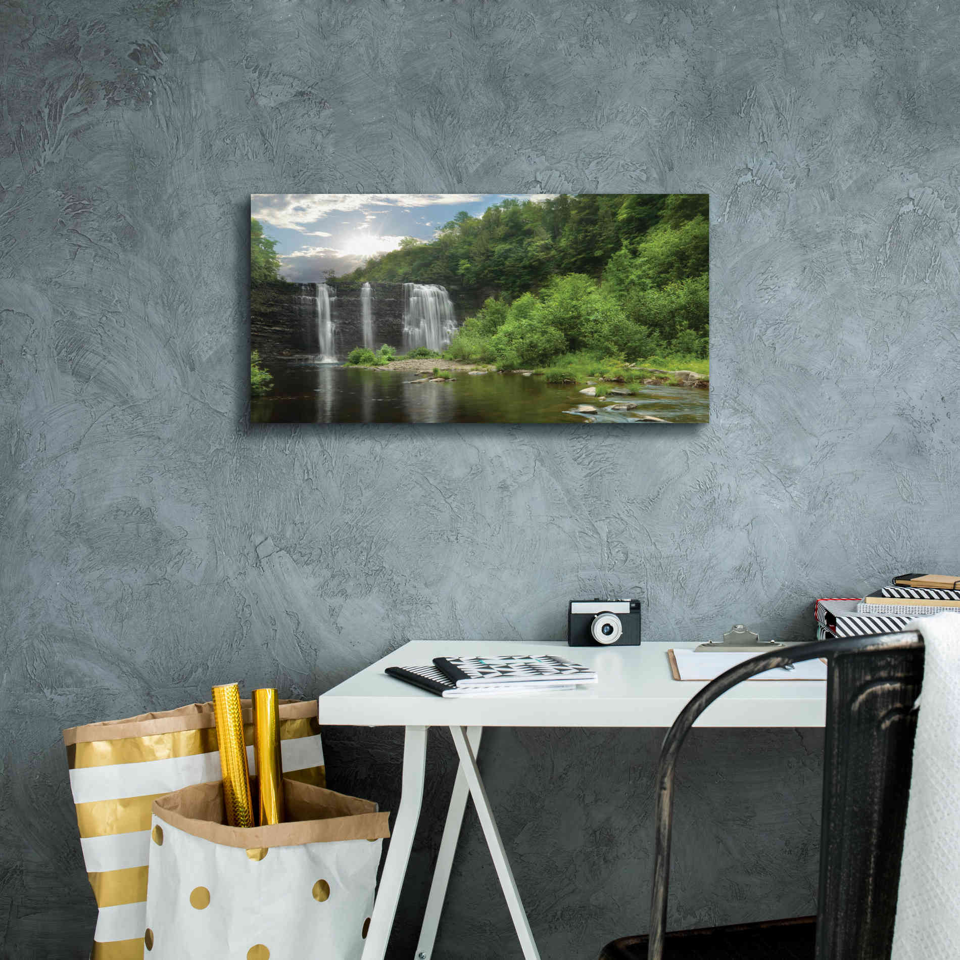 'Salmon River Falls' by Lori Deiter, Canvas Wall Art,24 x 12