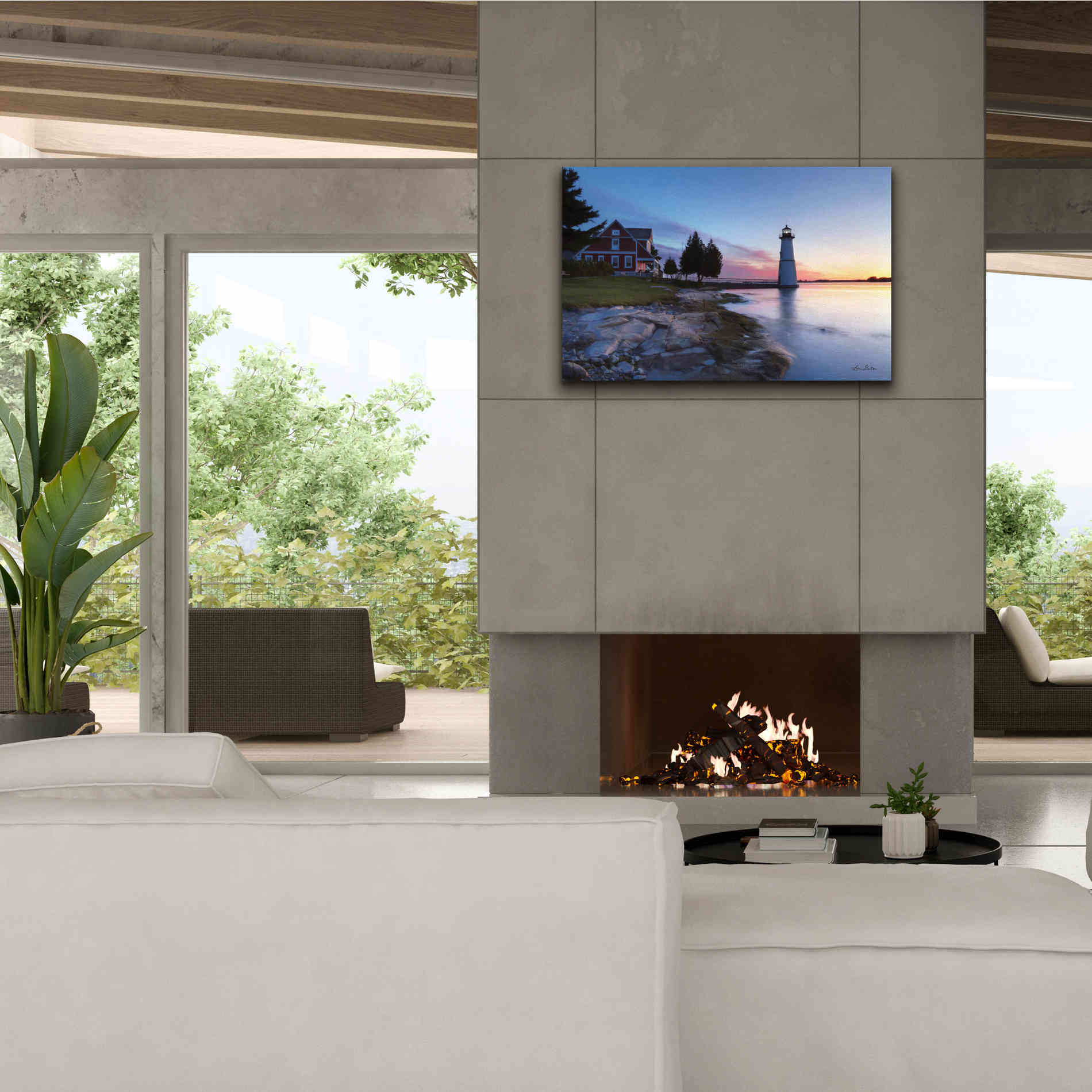 'Dusk at Rock Island' by Lori Deiter, Canvas Wall Art,40 x 26
