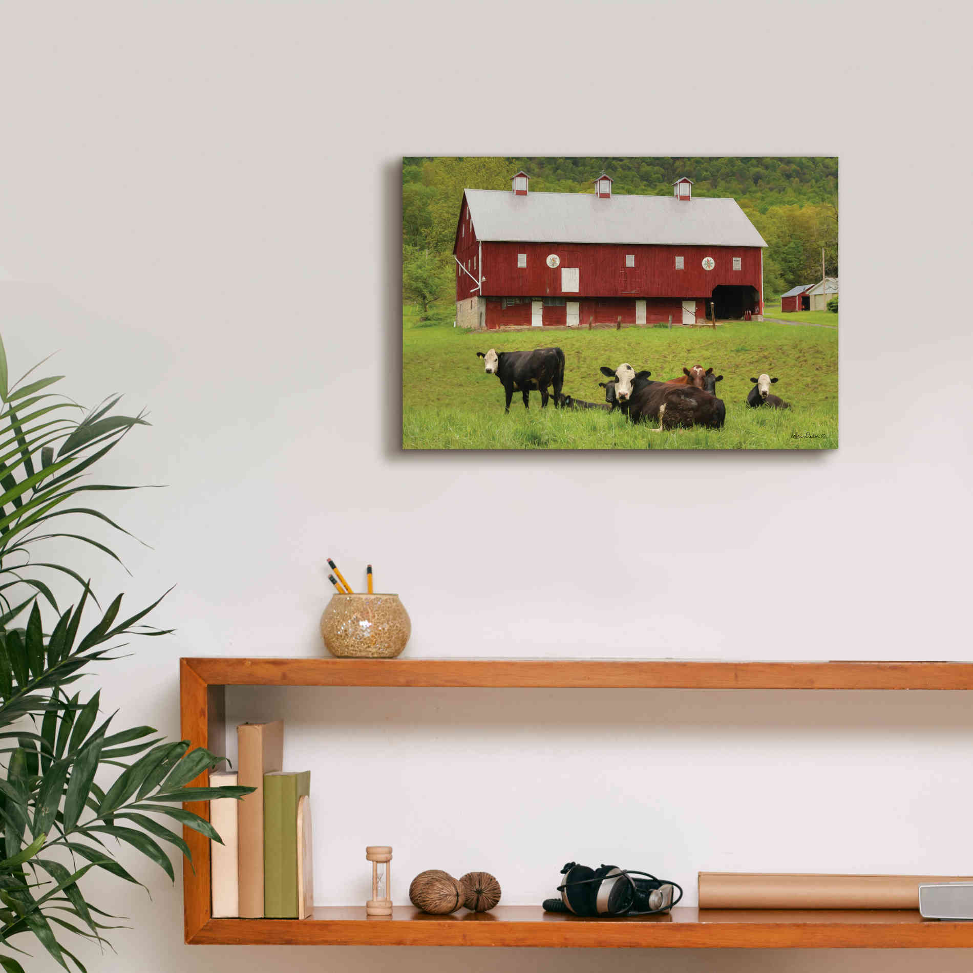 'Red Barn' by Lori Deiter, Canvas Wall Art,18 x 12