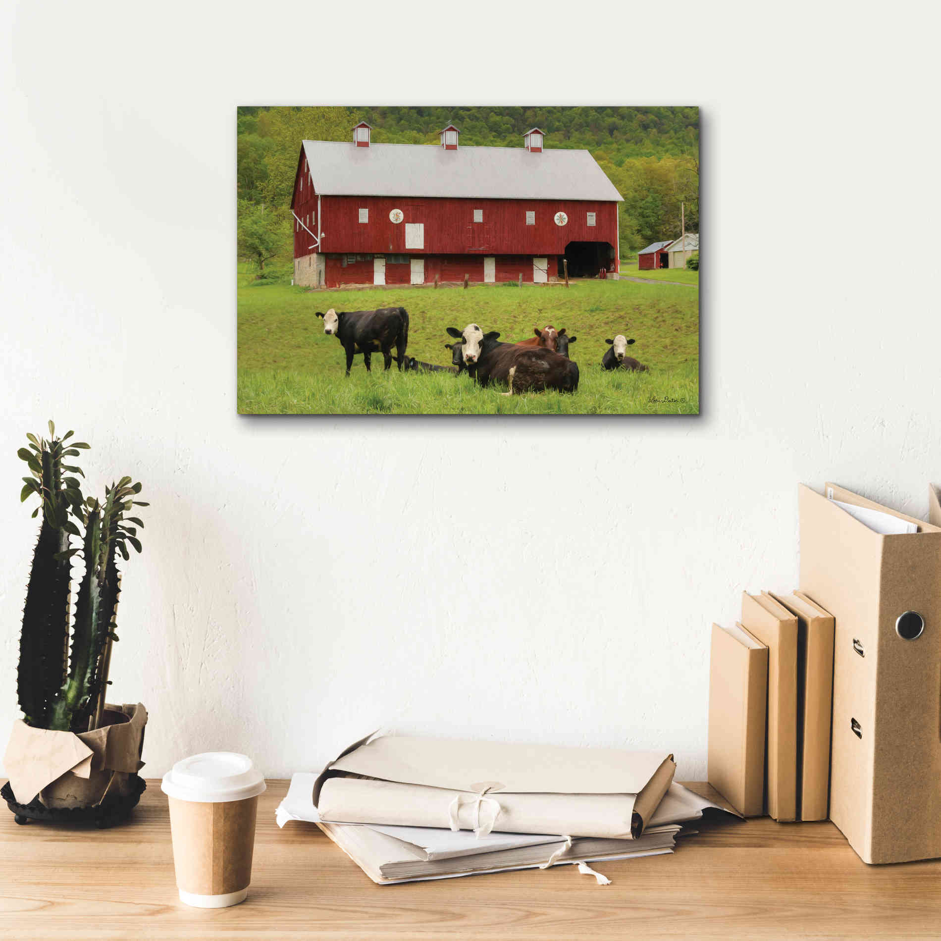 'Red Barn' by Lori Deiter, Canvas Wall Art,18 x 12