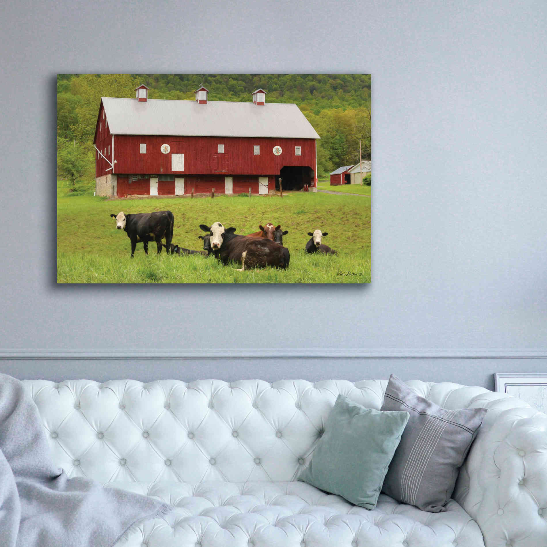 'Red Barn' by Lori Deiter, Canvas Wall Art,60 x 40