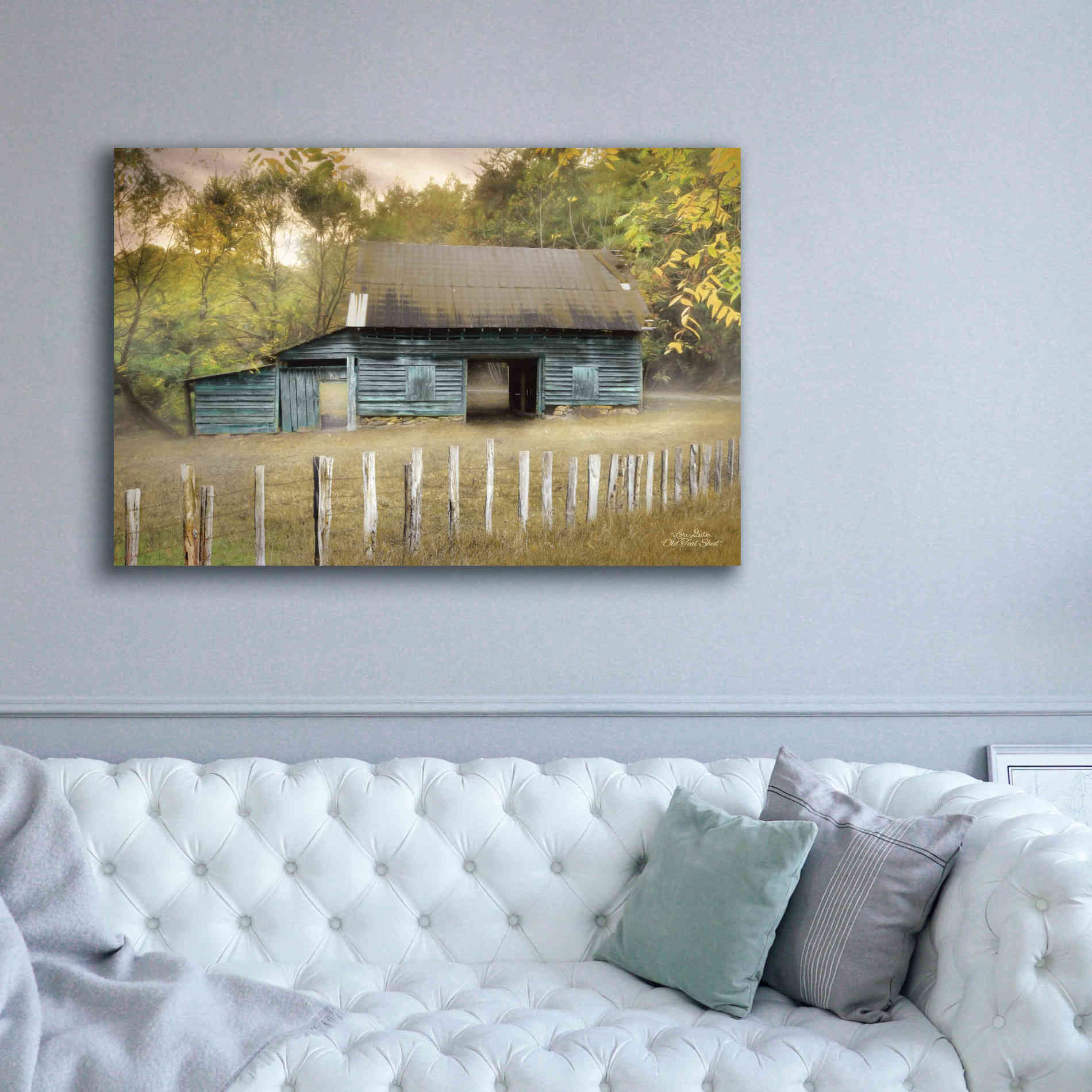 'Old Teal Shed' by Lori Deiter, Canvas Wall Art,60 x 40