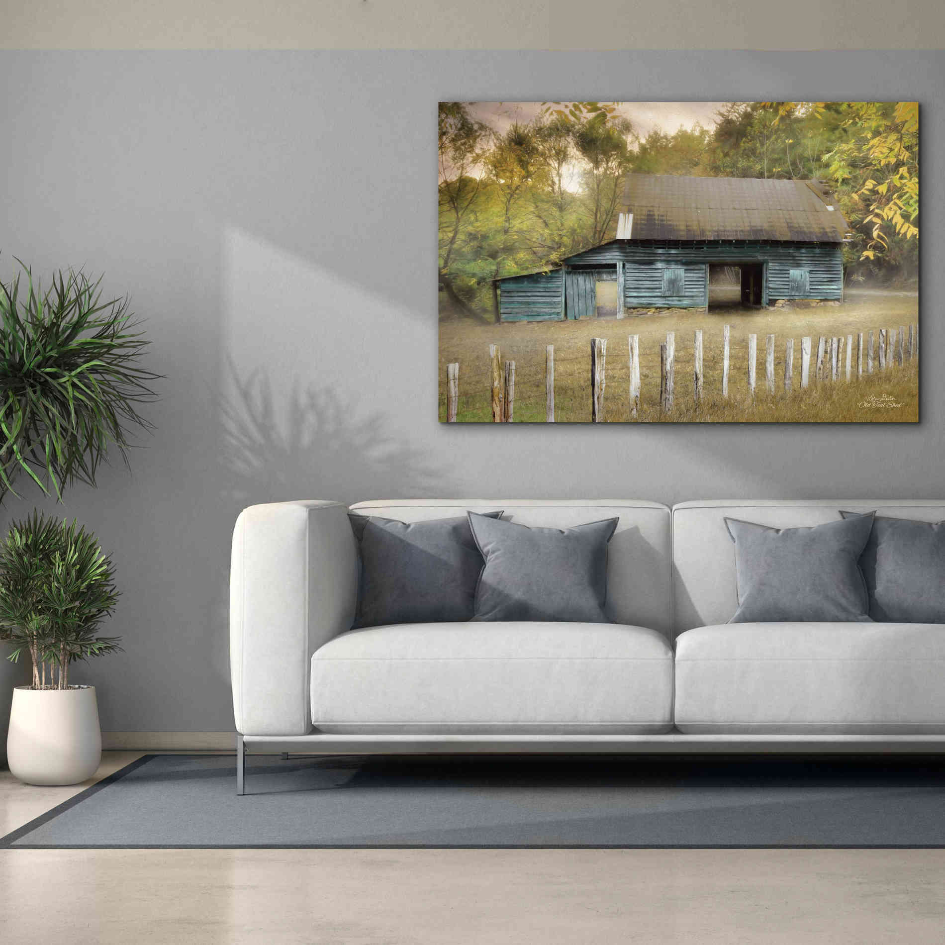 'Old Teal Shed' by Lori Deiter, Canvas Wall Art,60 x 40