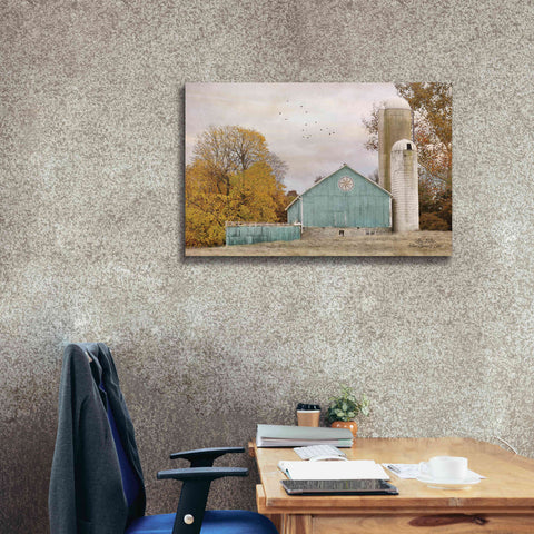 Image of 'Teal Barn and Silo' by Lori Deiter, Canvas Wall Art,40 x 26