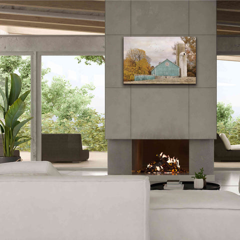 Image of 'Teal Barn and Silo' by Lori Deiter, Canvas Wall Art,40 x 26