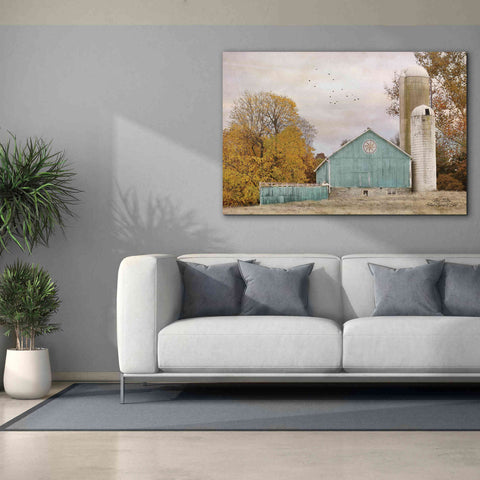 Image of 'Teal Barn and Silo' by Lori Deiter, Canvas Wall Art,60 x 40