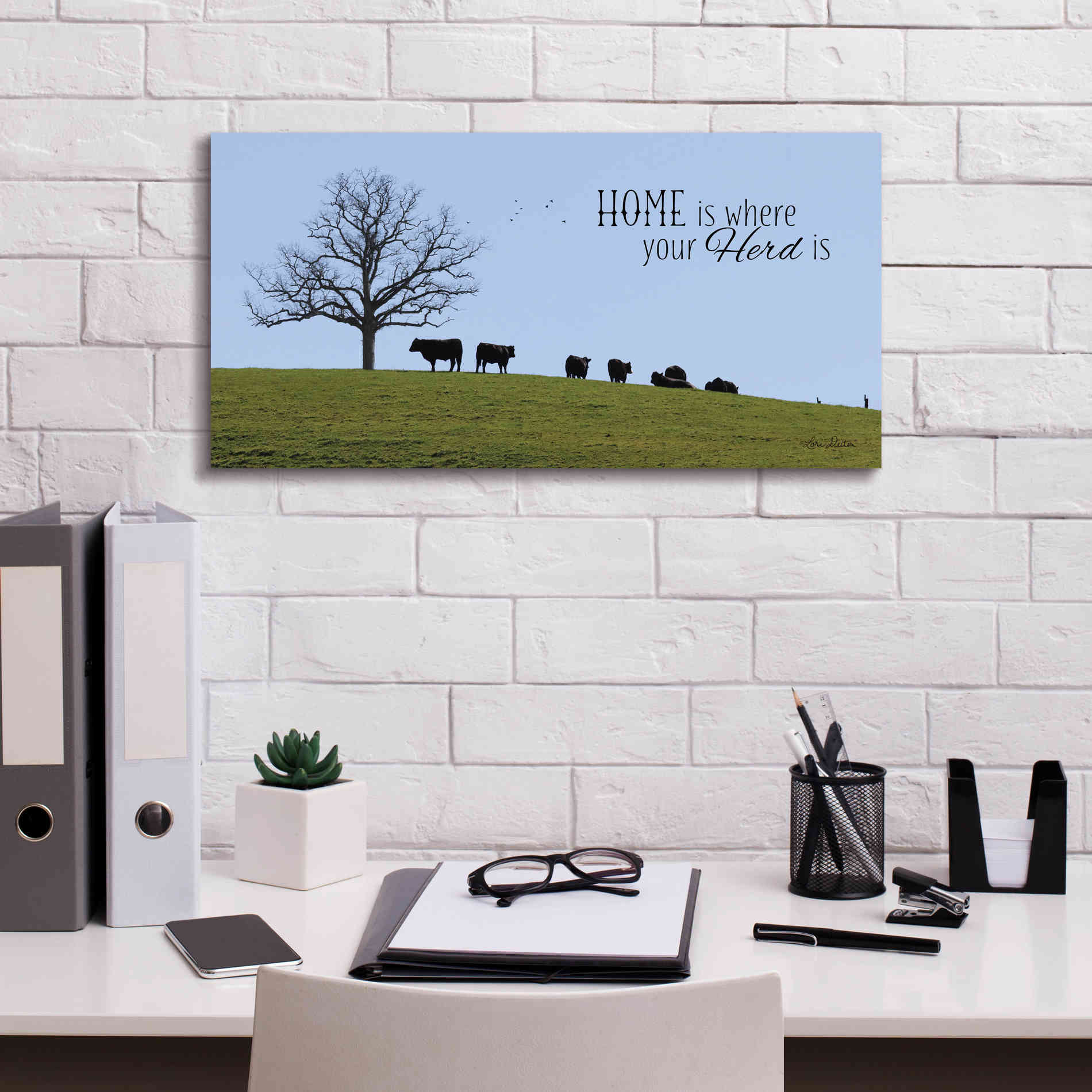 'Home Is Where Your Herd Is' by Lori Deiter, Canvas Wall Art,24 x 12