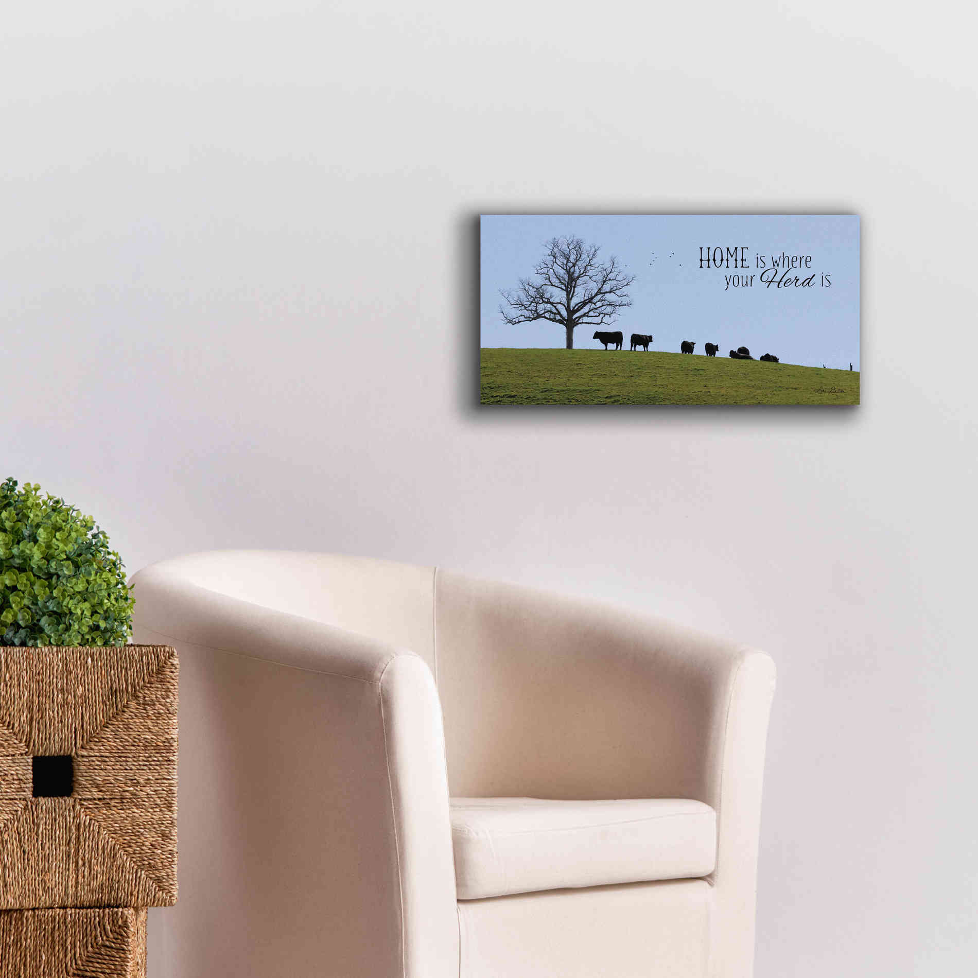 'Home Is Where Your Herd Is' by Lori Deiter, Canvas Wall Art,24 x 12