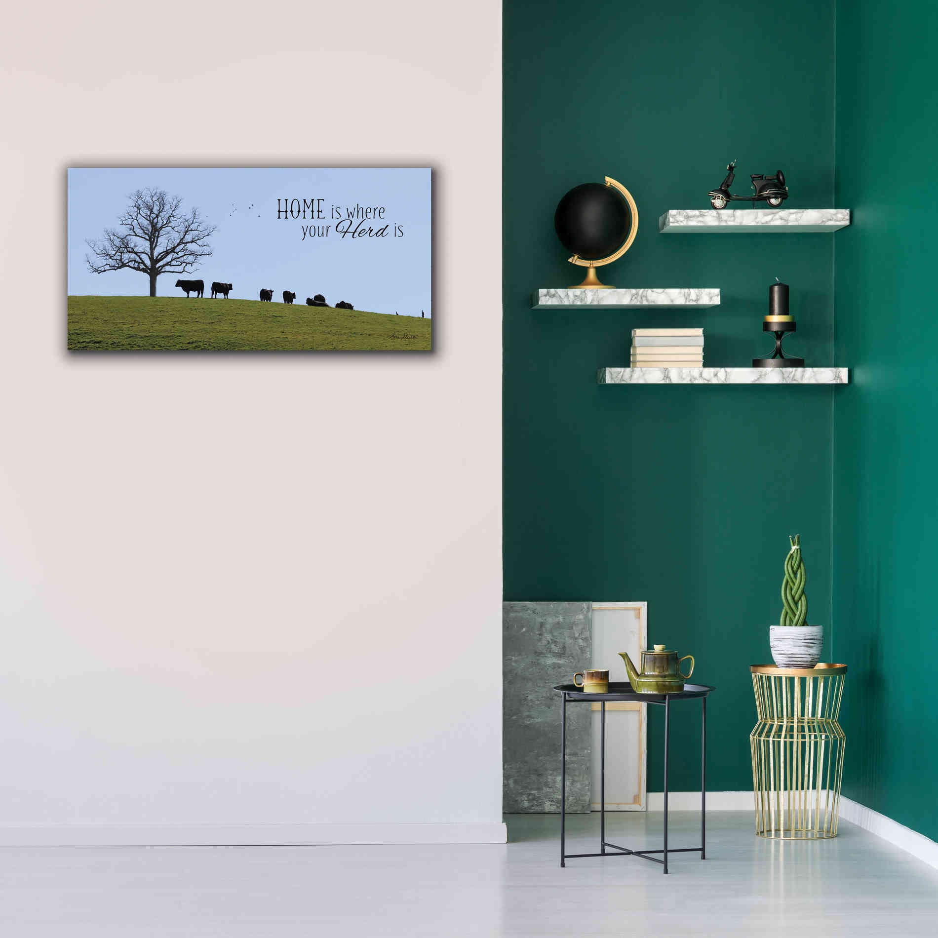 'Home Is Where Your Herd Is' by Lori Deiter, Canvas Wall Art,40 x 20