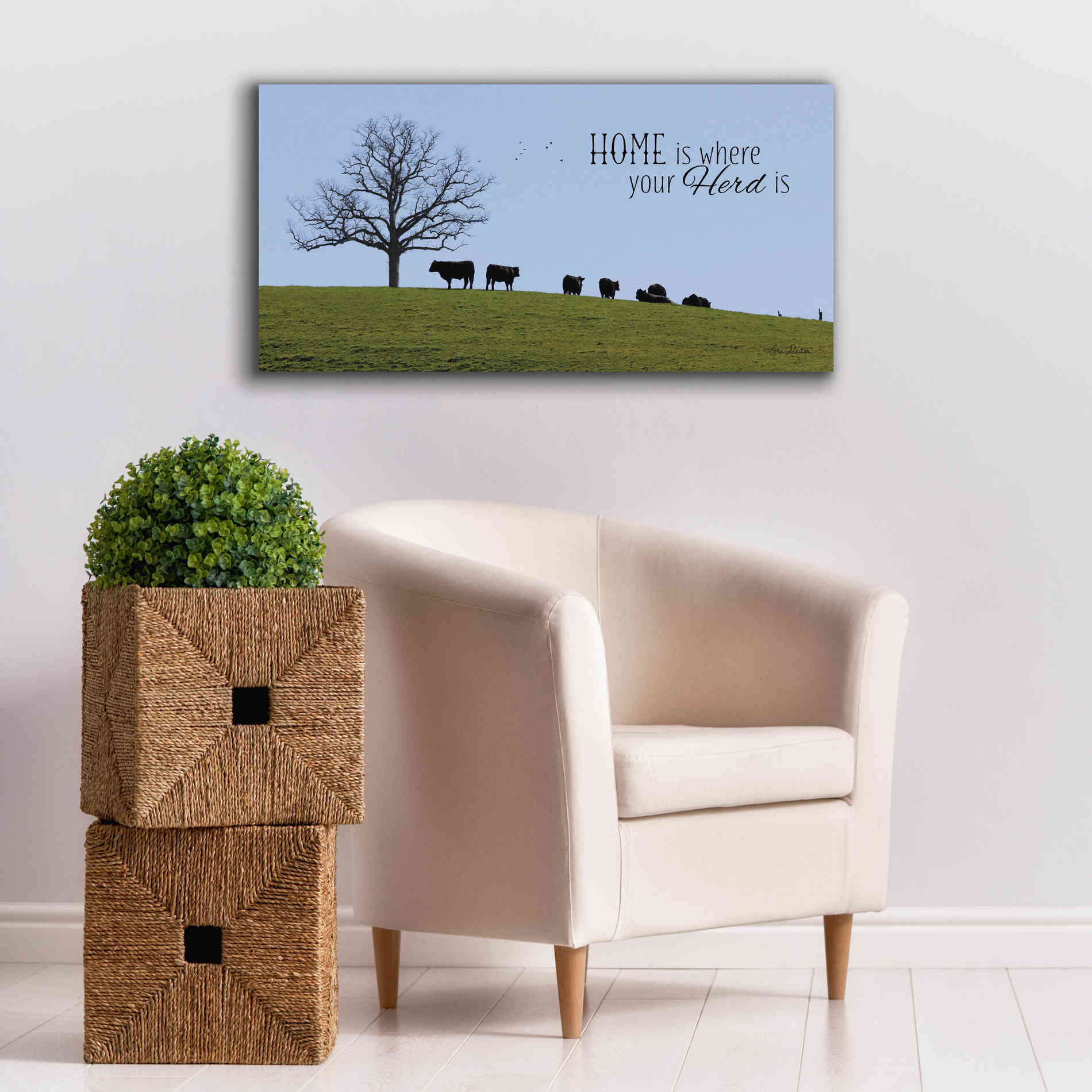 'Home Is Where Your Herd Is' by Lori Deiter, Canvas Wall Art,40 x 20