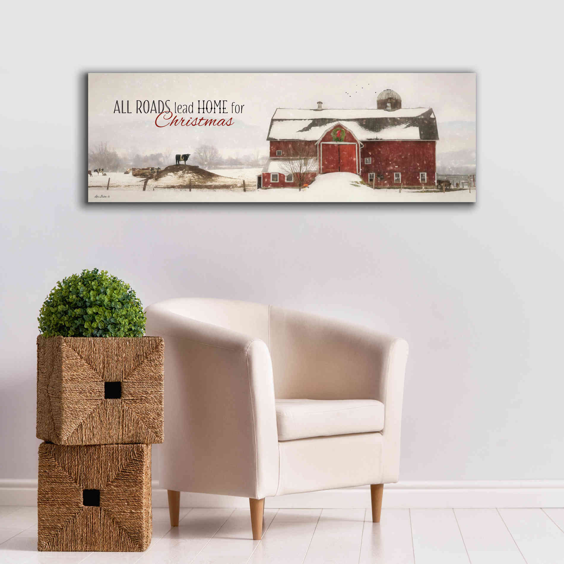 'All Roads Lead Home for Christmas' by Lori Deiter, Canvas Wall Art,60 x 20