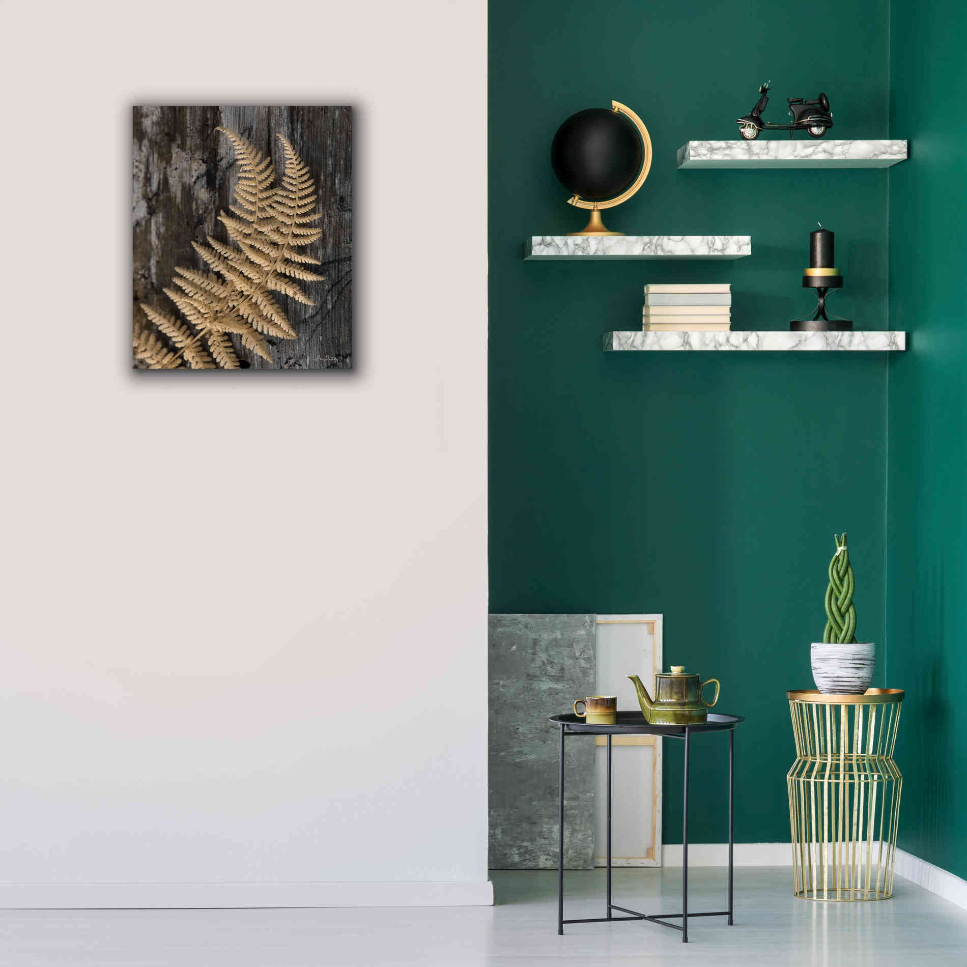'Natural Gold Fern' by Lori Deiter, Canvas Wall Art,20 x 24