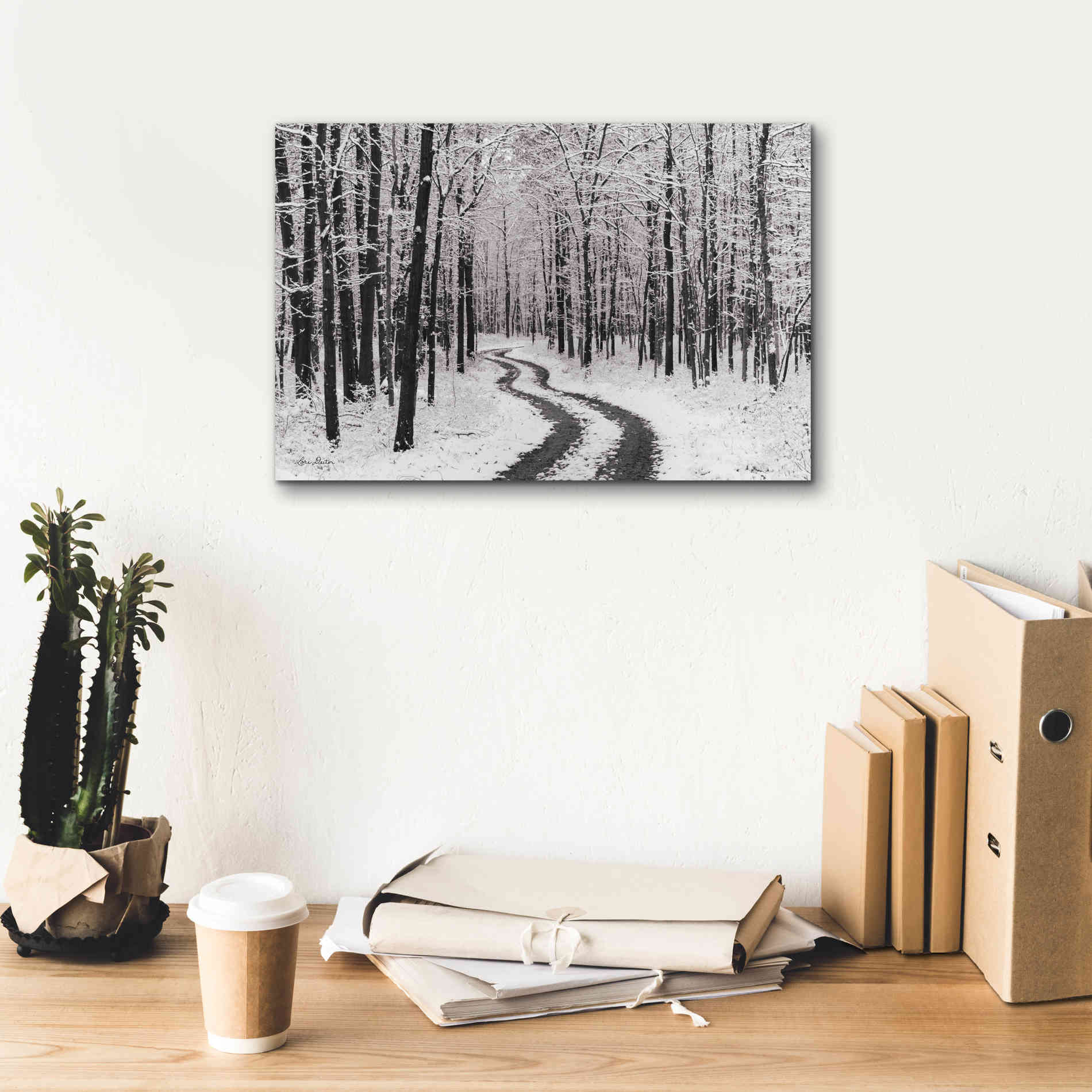 'Snowy Road' by Lori Deiter, Canvas Wall Art,18 x 12