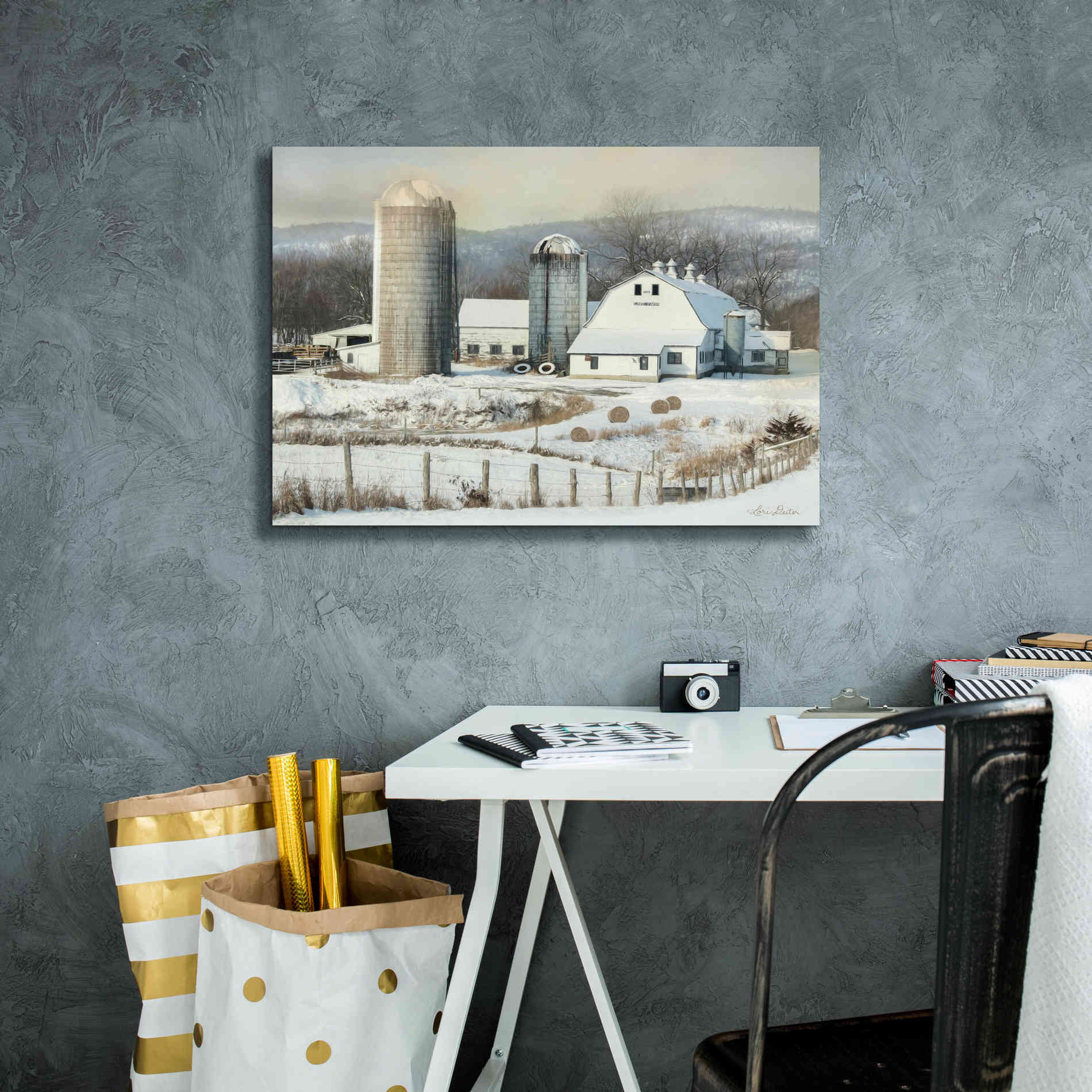 'The Lake Farm' by Lori Deiter, Canvas Wall Art,26 x 18
