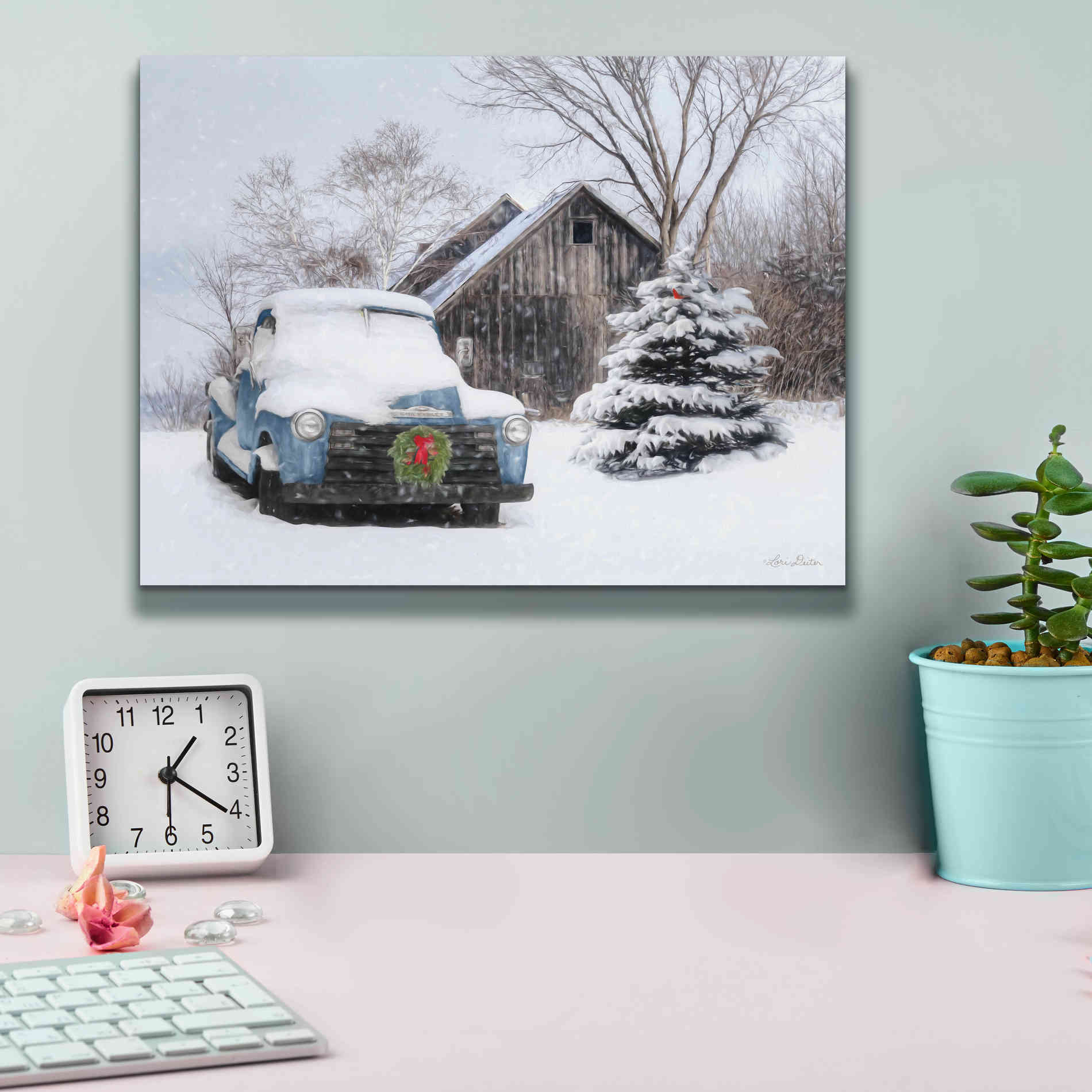 'Christmas on the Farm' by Lori Deiter, Canvas Wall Art,16 x 12