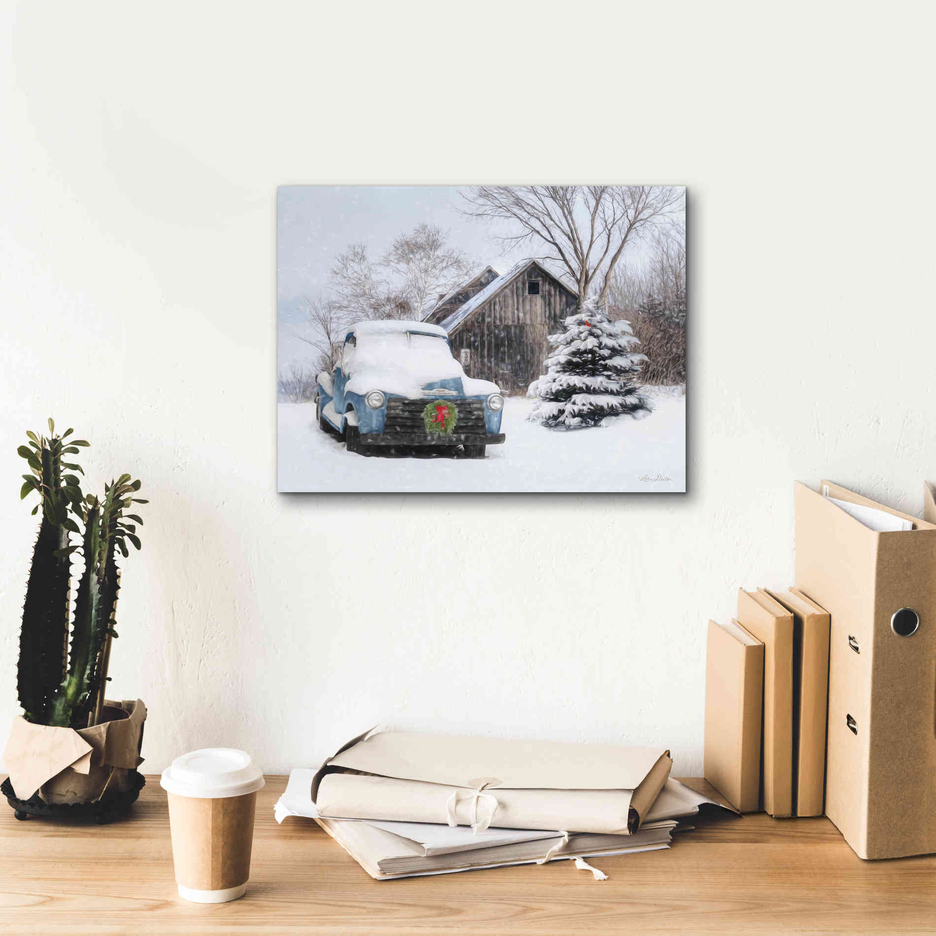 'Christmas on the Farm' by Lori Deiter, Canvas Wall Art,16 x 12
