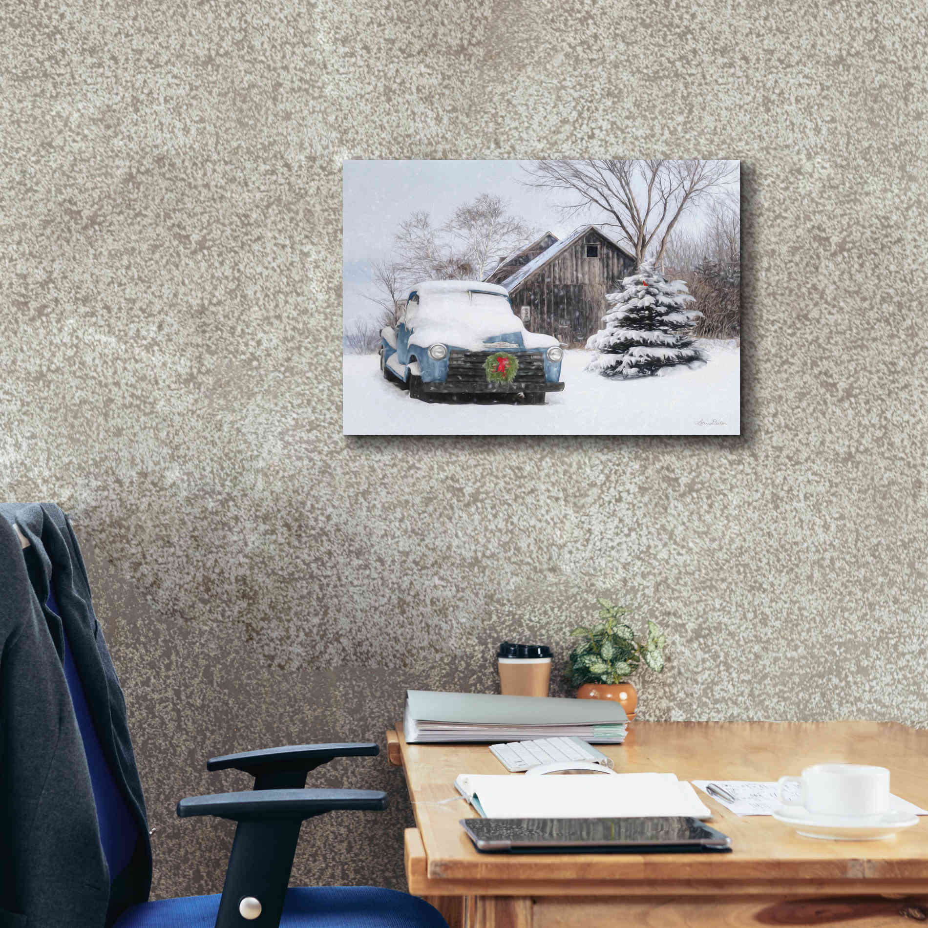 'Christmas on the Farm' by Lori Deiter, Canvas Wall Art,26 x 18