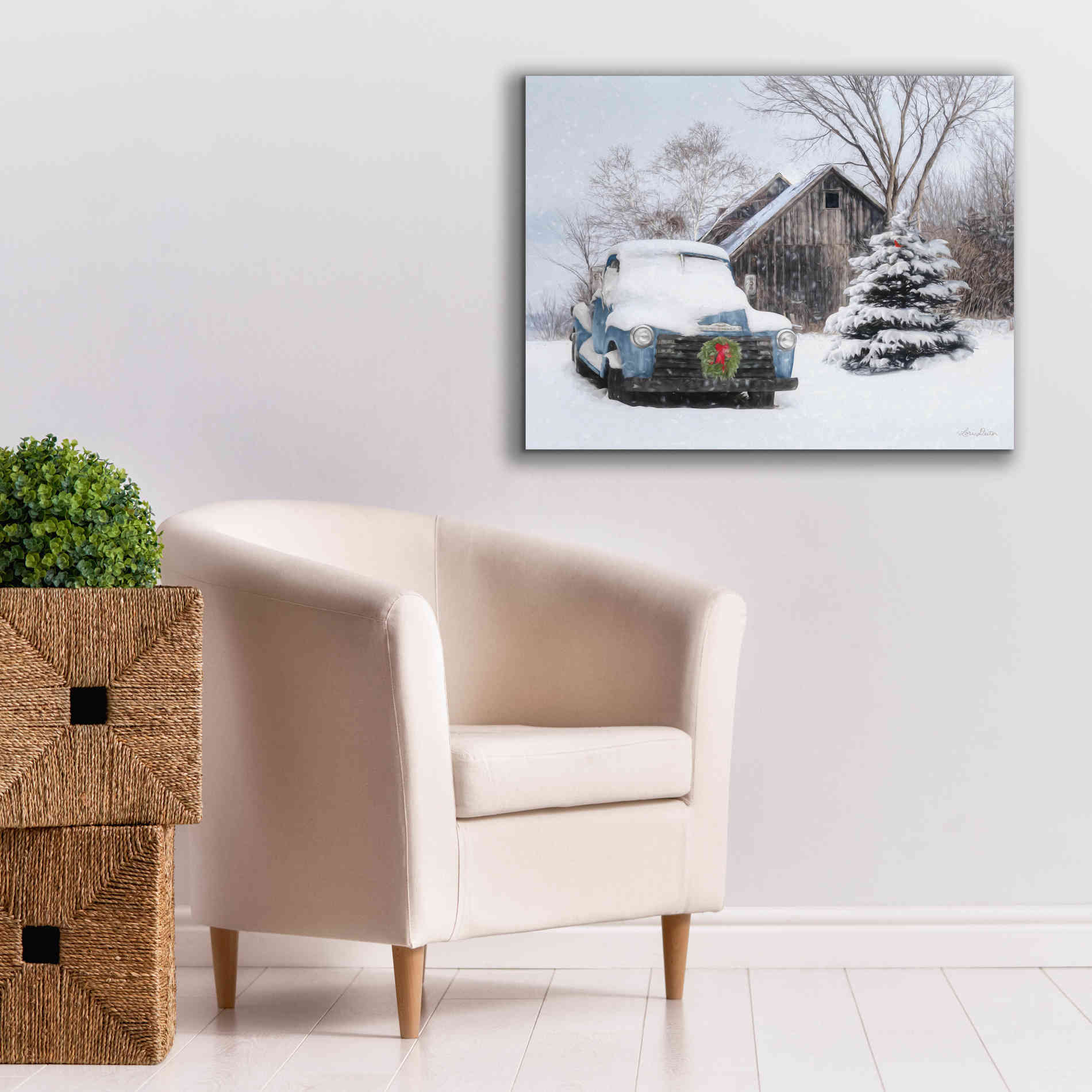 'Christmas on the Farm' by Lori Deiter, Canvas Wall Art,34 x 26