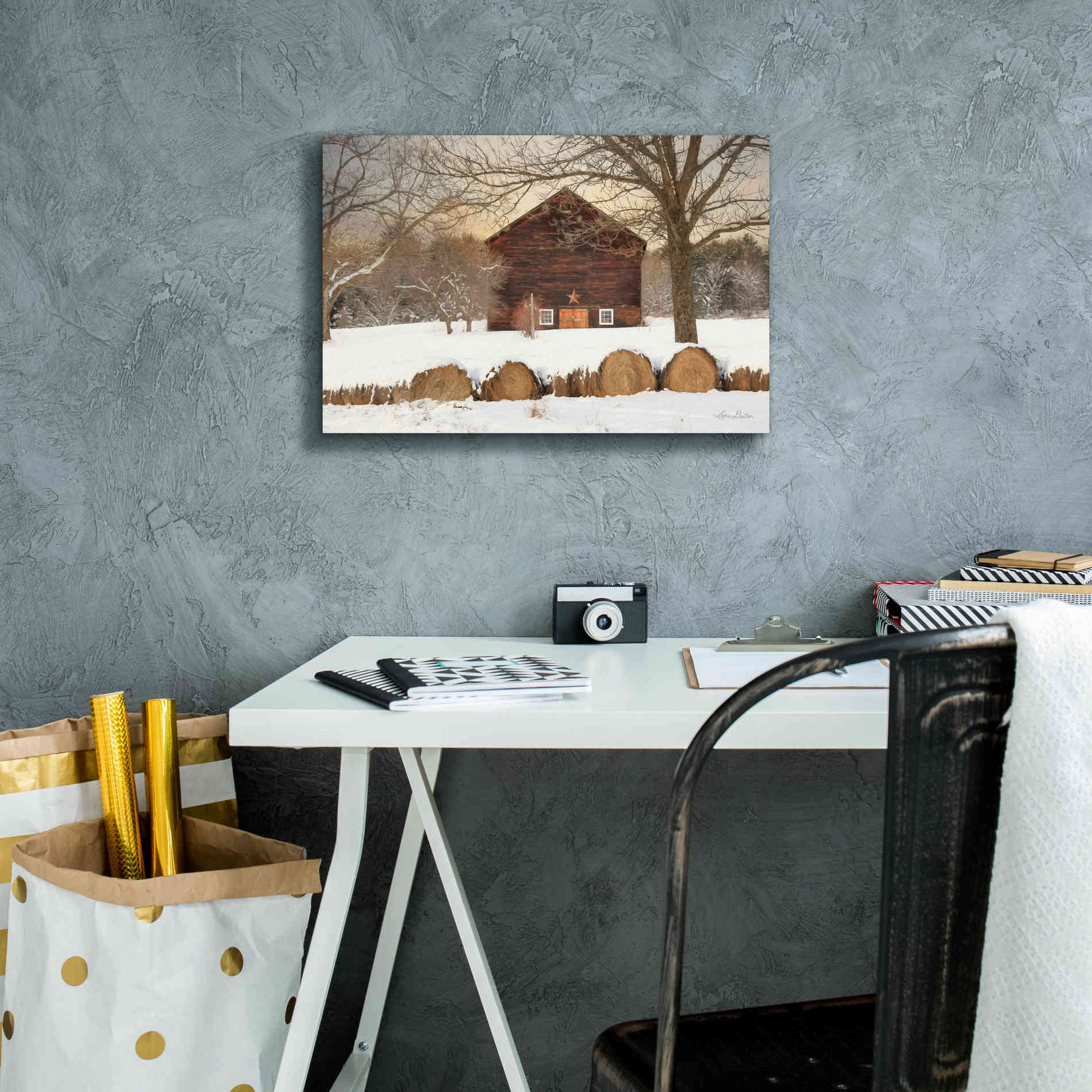 'Snowy Vermont Barn' by Lori Deiter, Canvas Wall Art,18 x 12