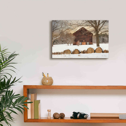 Image of 'Snowy Vermont Barn' by Lori Deiter, Canvas Wall Art,18 x 12
