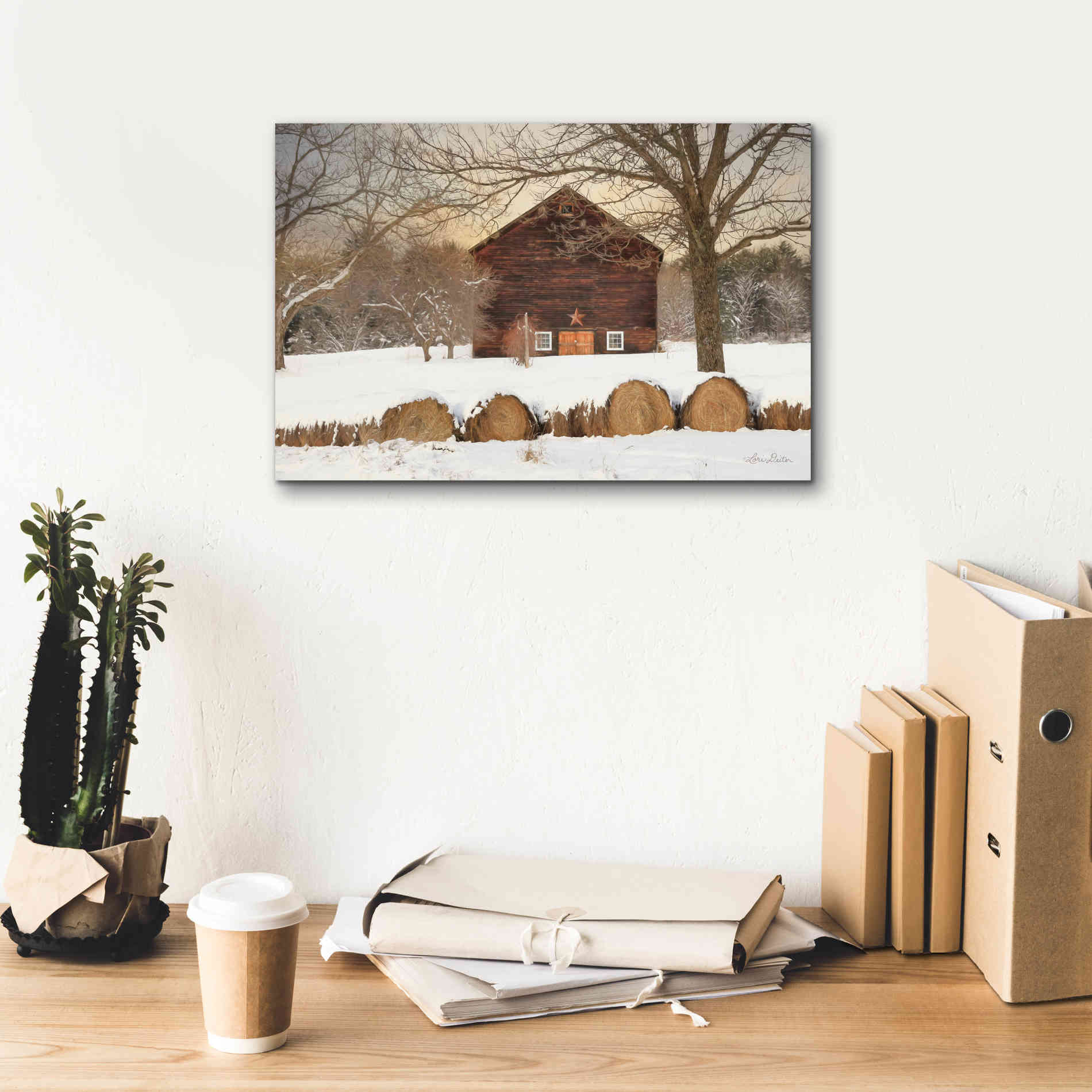 'Snowy Vermont Barn' by Lori Deiter, Canvas Wall Art,18 x 12