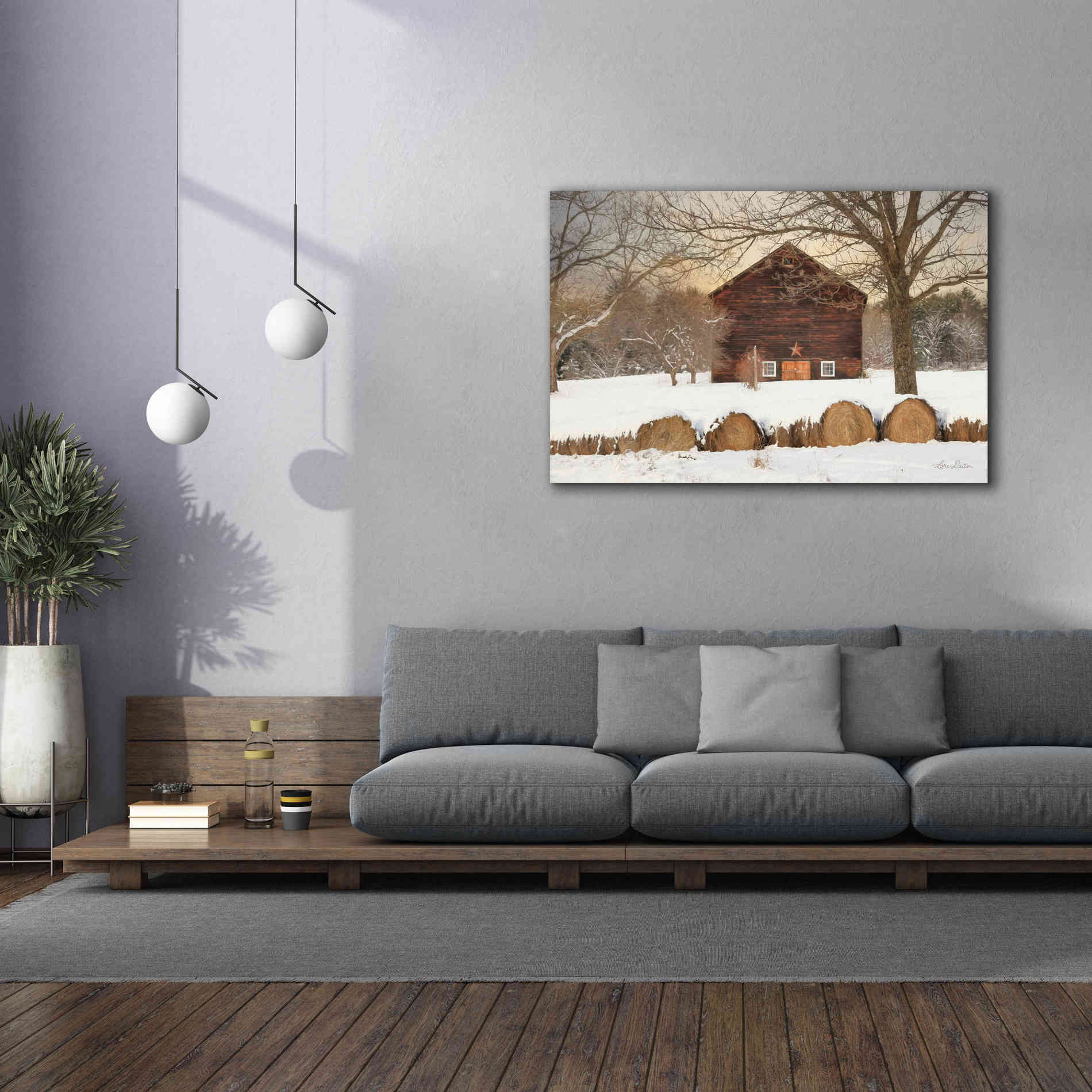 'Snowy Vermont Barn' by Lori Deiter, Canvas Wall Art,60 x 40