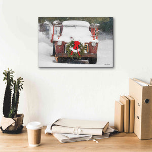 'Christmas Farm Truck' by Lori Deiter, Canvas Wall Art,18 x 12