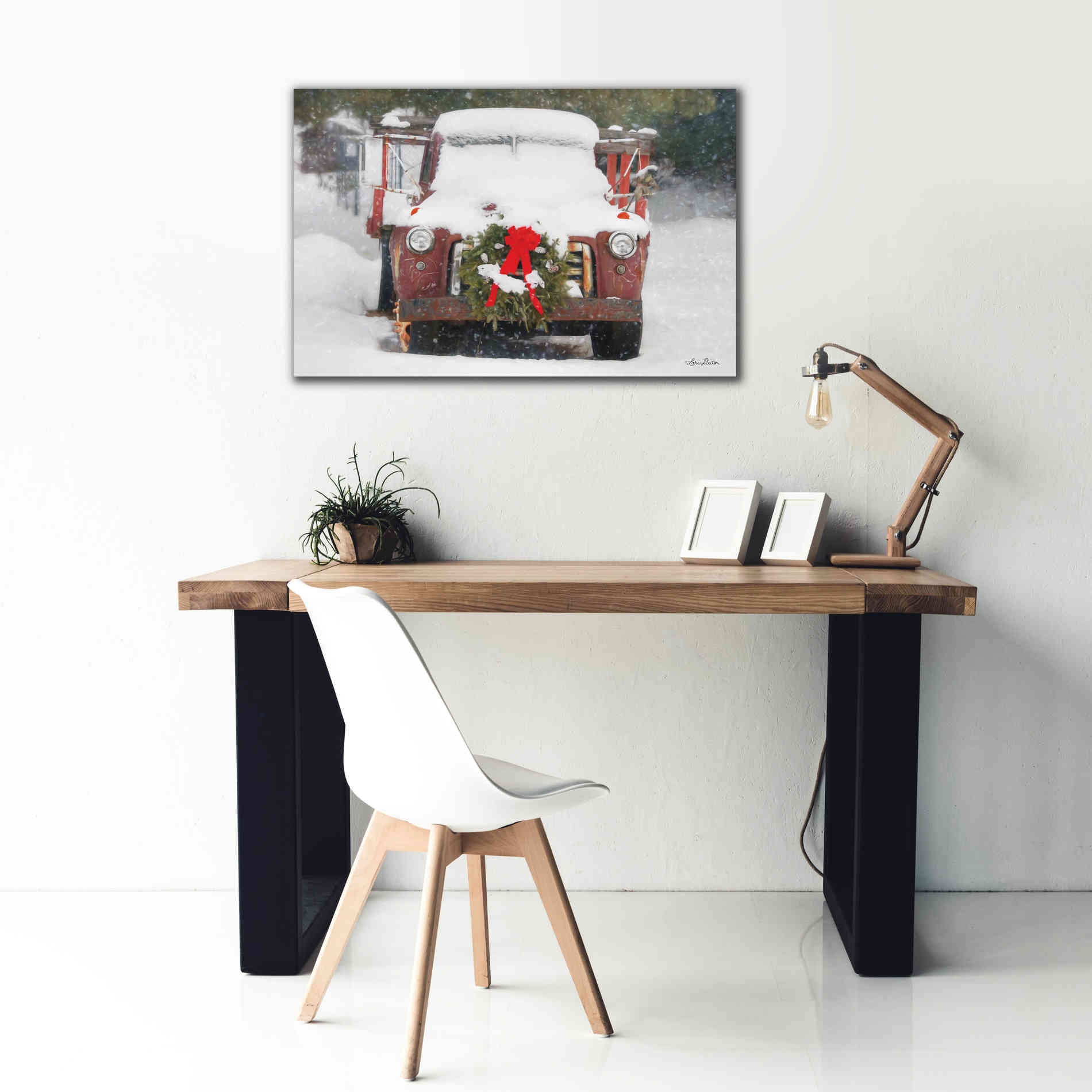 'Christmas Farm Truck' by Lori Deiter, Canvas Wall Art,40 x 26