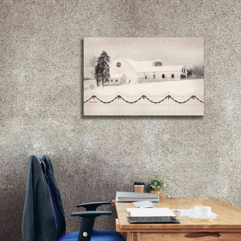 Image of 'Snowy Barn on a Hill' by Lori Deiter, Canvas Wall Art,40 x 26