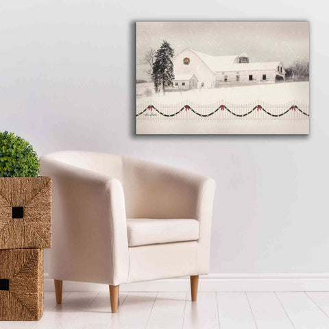 Image of 'Snowy Barn on a Hill' by Lori Deiter, Canvas Wall Art,40 x 26
